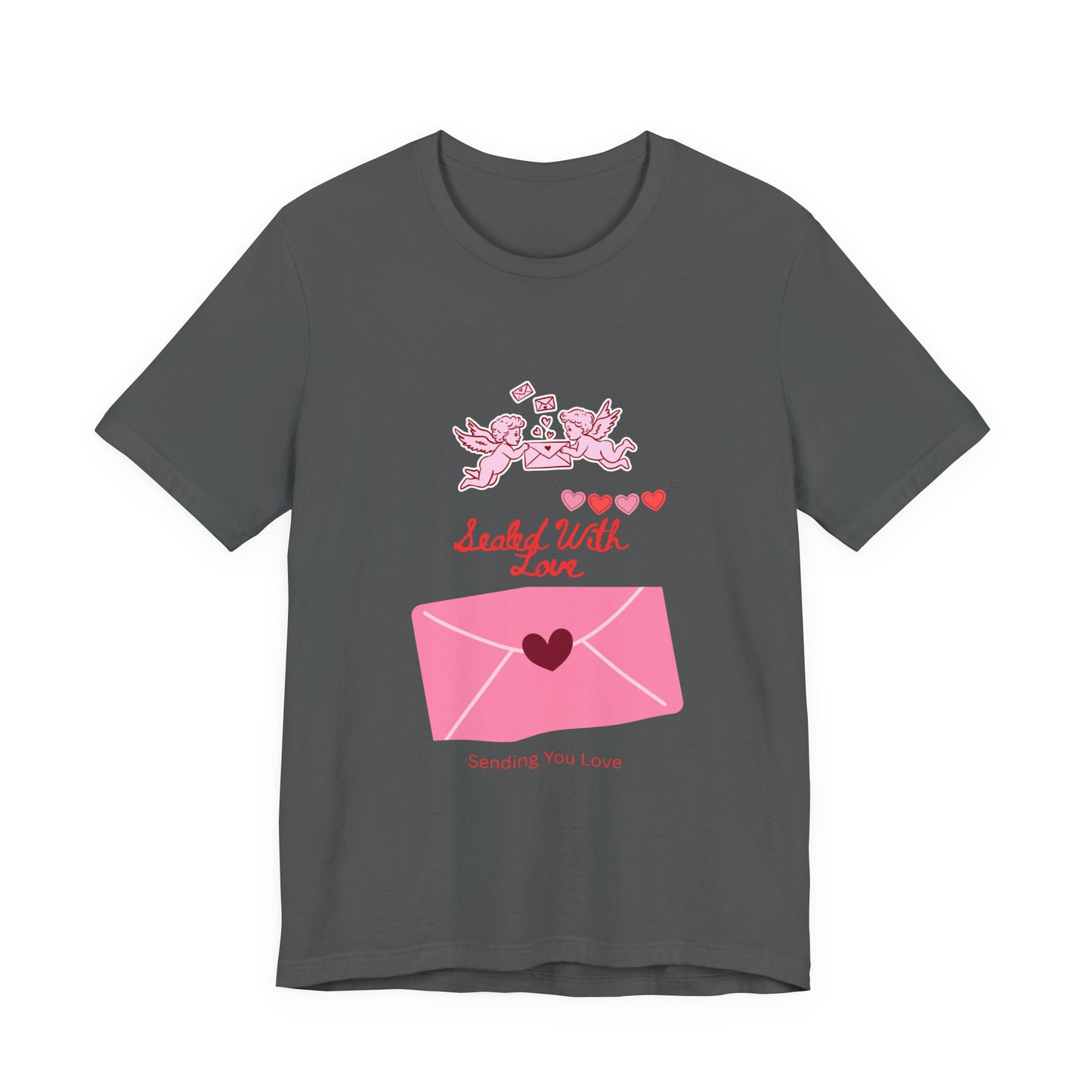 Valentine -Love Letter Tee — Pink Envelope 'Send You Love' Graphic T-Shirt