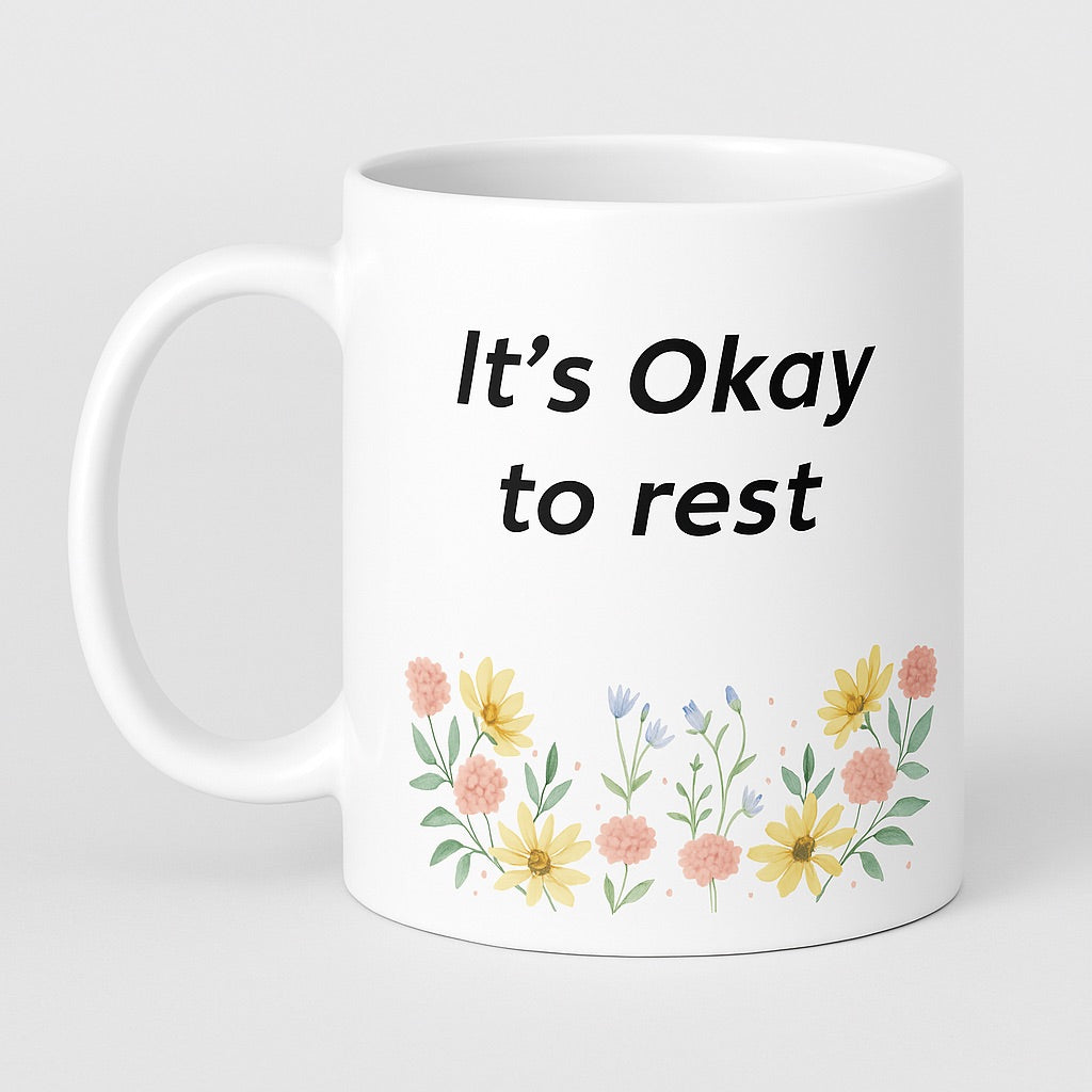 "Its ok To rest Floral Mug & Coaster Bundle"