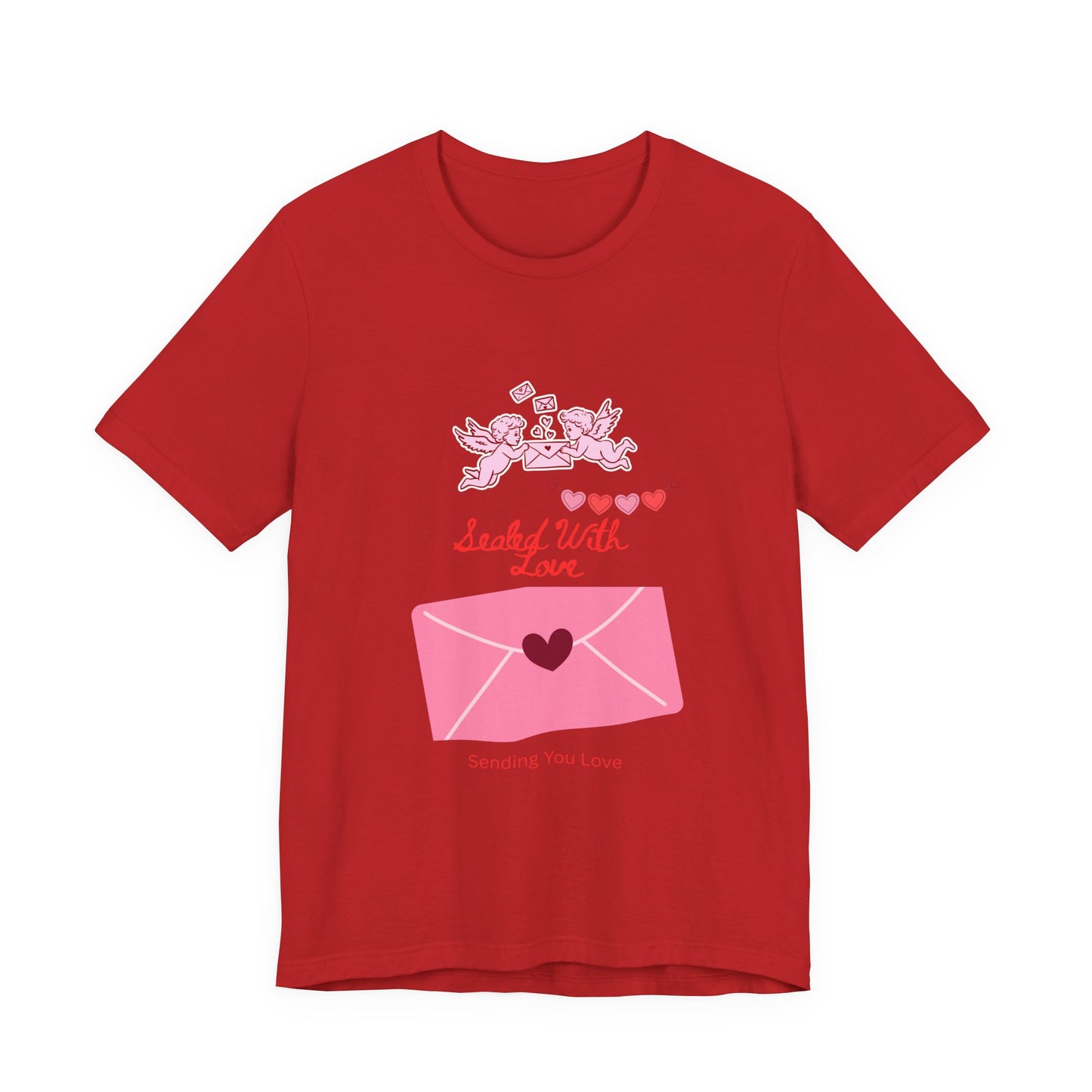Valentine -Love Letter Tee — Pink Envelope 'Send You Love' Graphic T-Shirt
