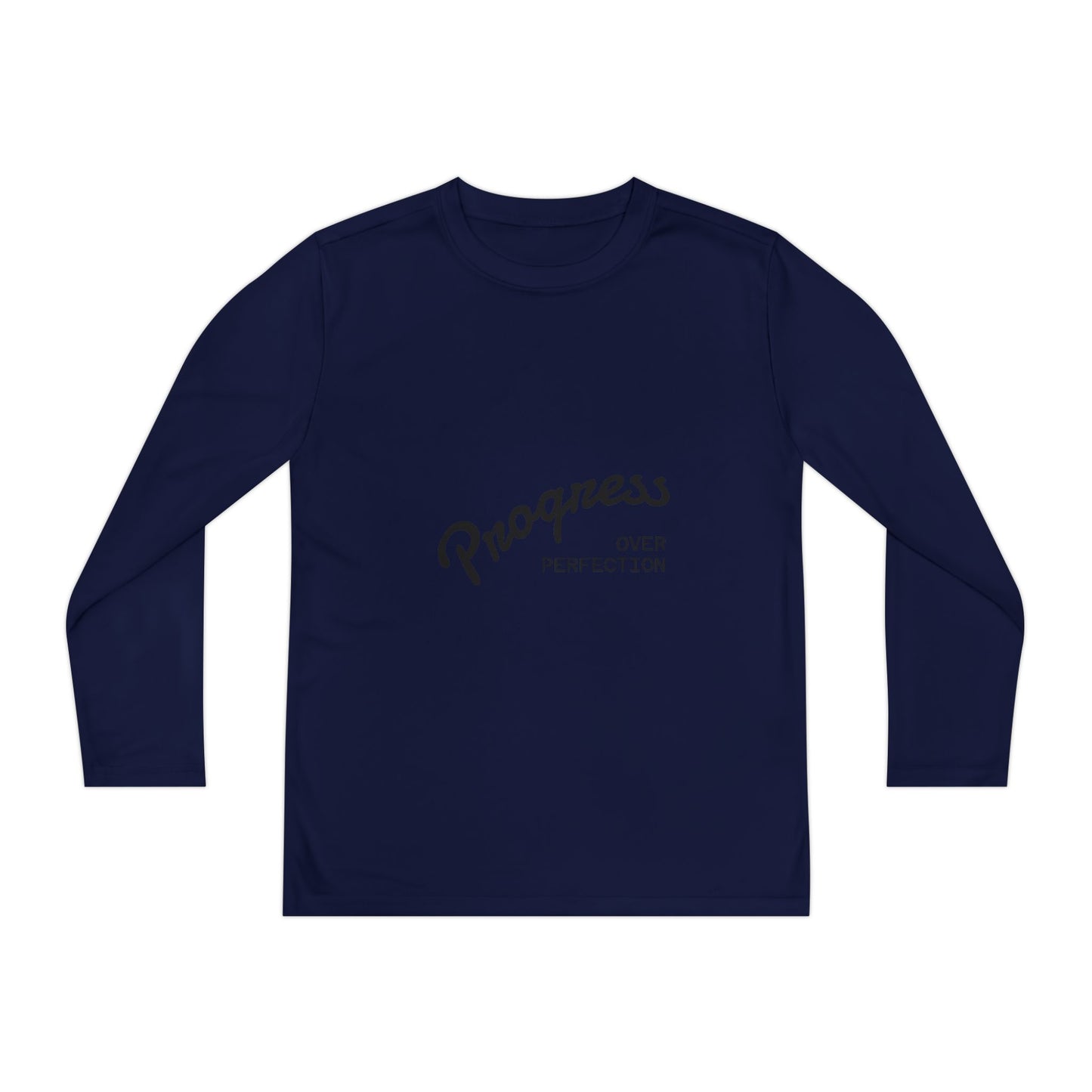 Youth Long Sleeve Tee — "Progress Over Perfection" Motivational Shirt
