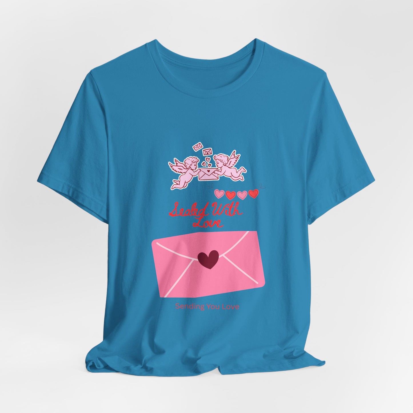 Valentine -Love Letter Tee — Pink Envelope 'Send You Love' Graphic T-Shirt