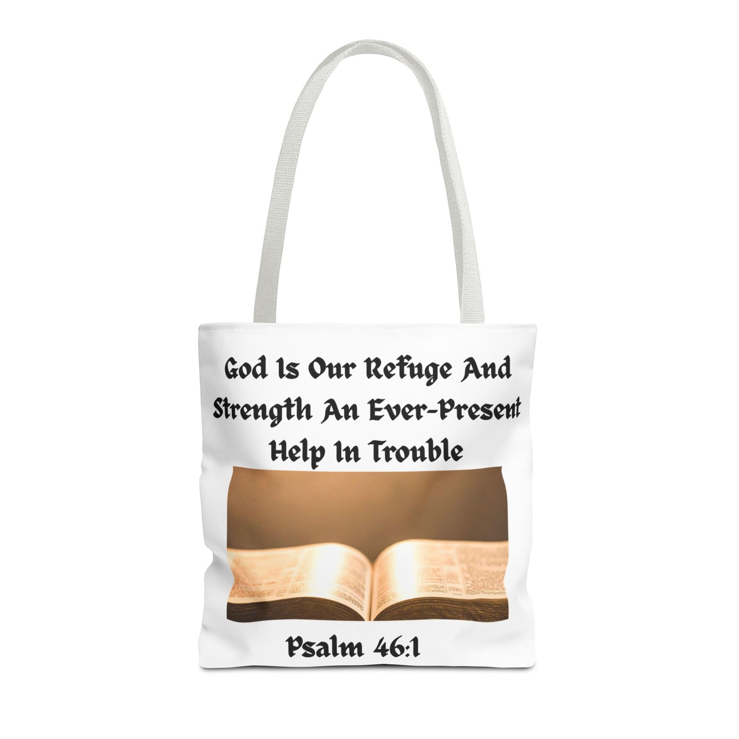 Bible Verse Tote Bag — Psalm 46:1 Inspirational Scripture Tote