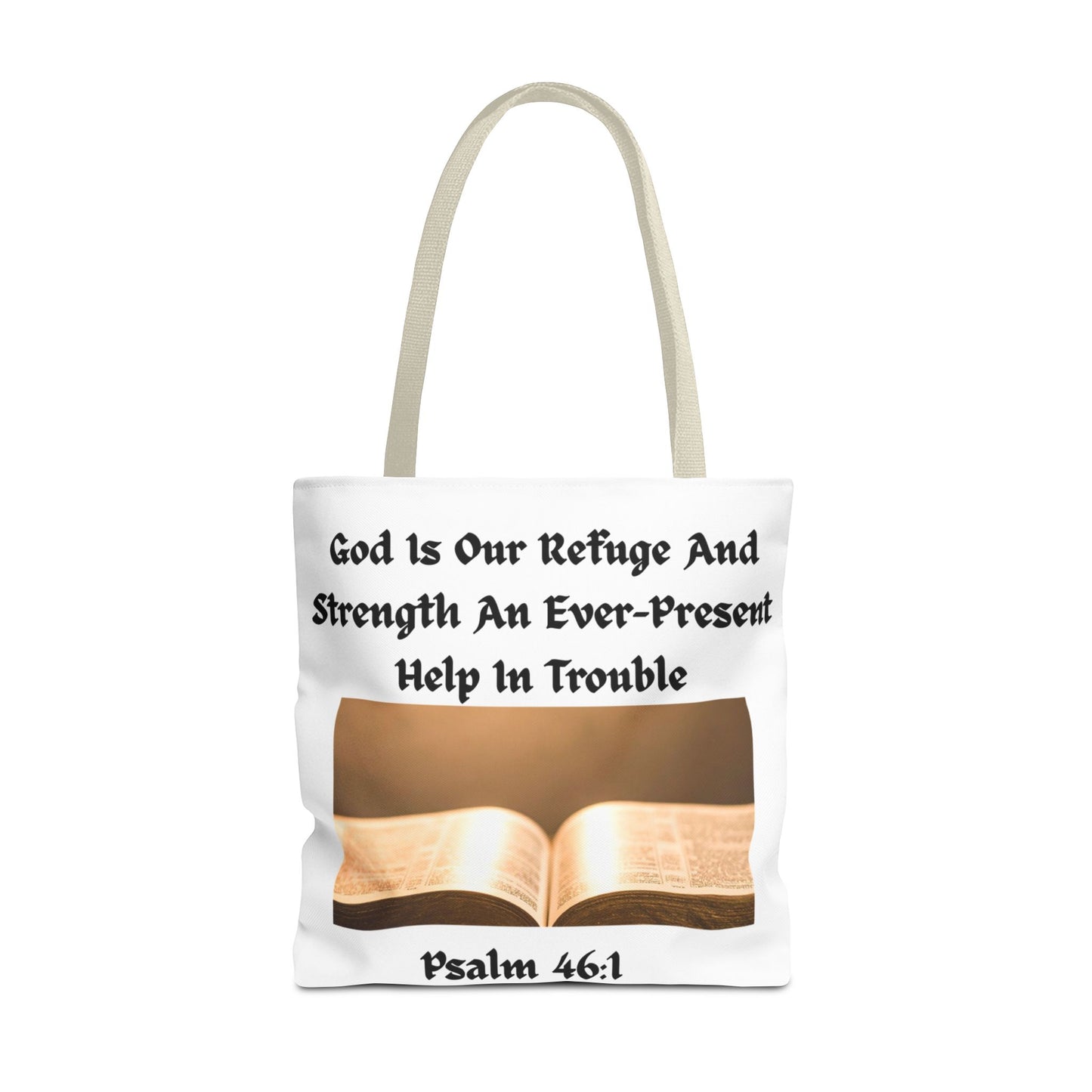 Bible Verse Tote Bag — Psalm 46:1 Inspirational Scripture Tote