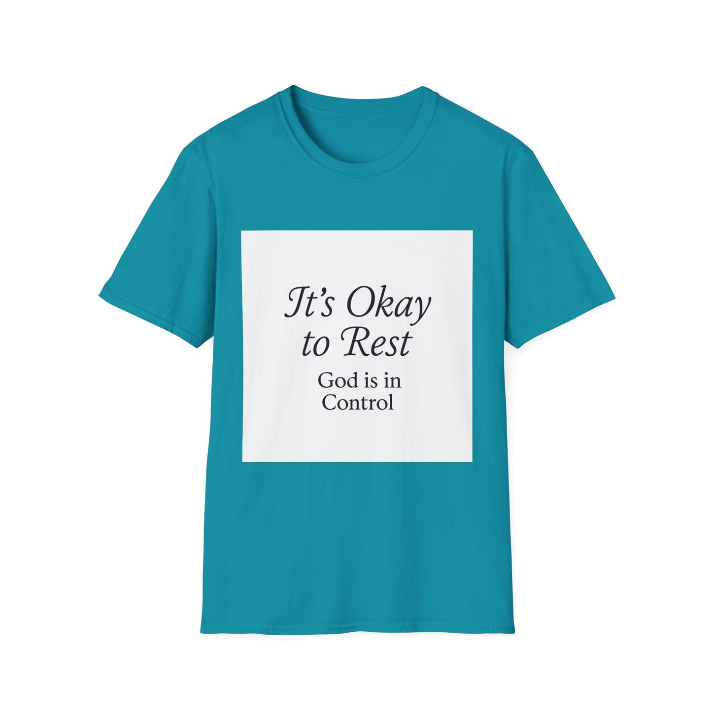 + 1 God is in Control T-Shirt, Softstyle Tee, Relaxation Wear, Mindfulness Gift, Inspirational Apparel, Spiritual Gifts