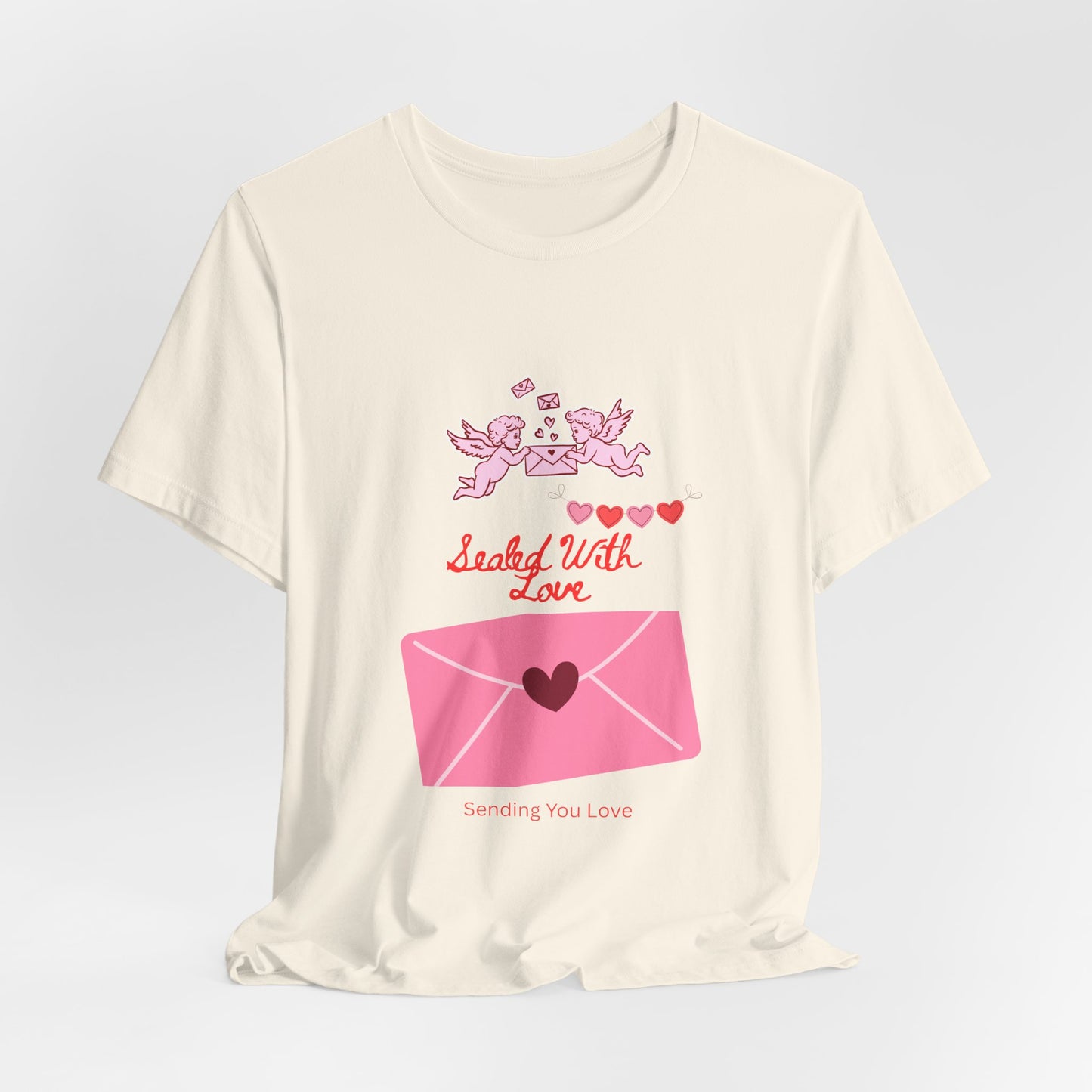 Valentine -Love Letter Tee — Pink Envelope 'Send You Love' Graphic T-Shirt