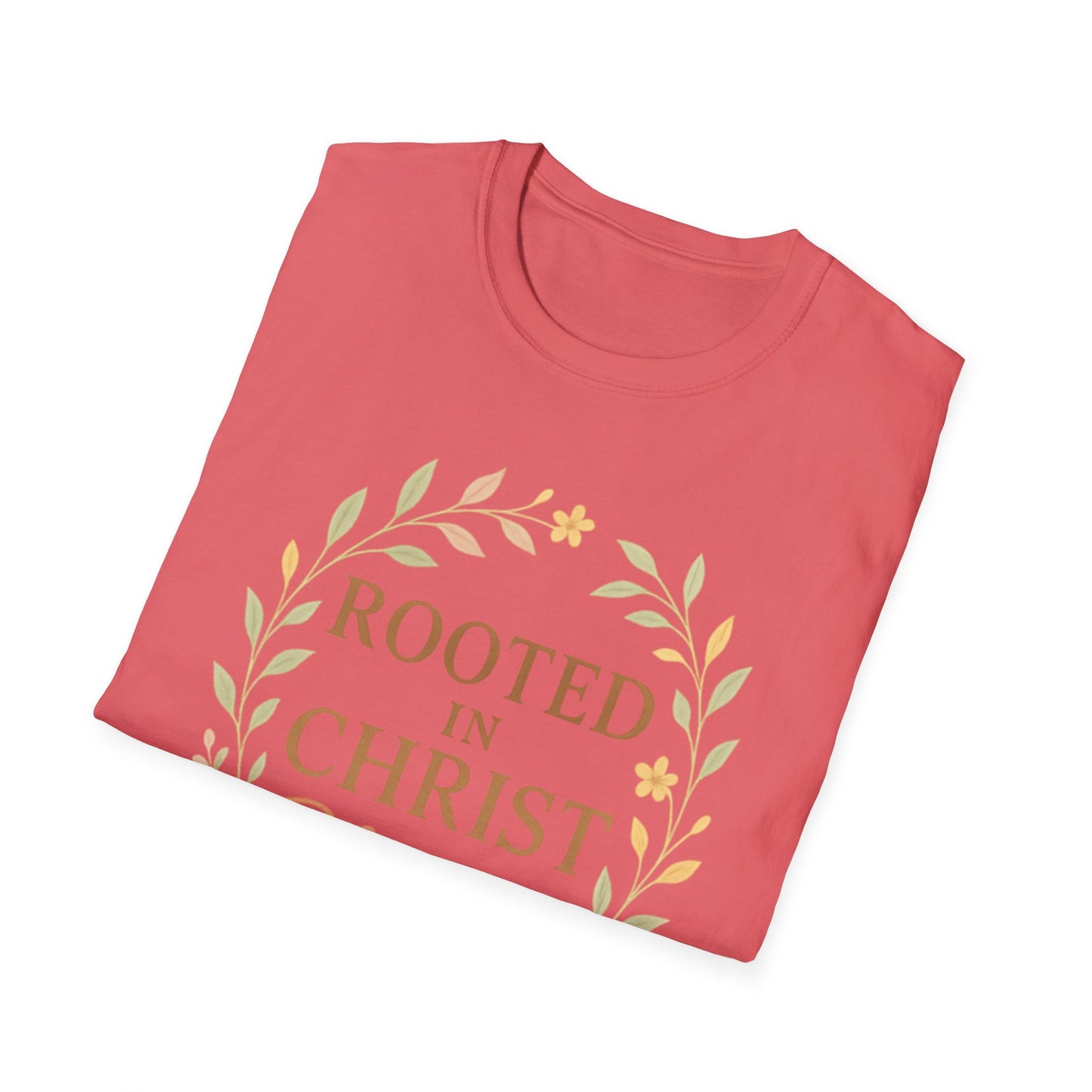 + 1 Rooted in Christ Unisex T-Shirt, Faith-Based Apparel, Inspirational Clothing, Christian Gift, Casual Everyday Wear, Blooming in Love