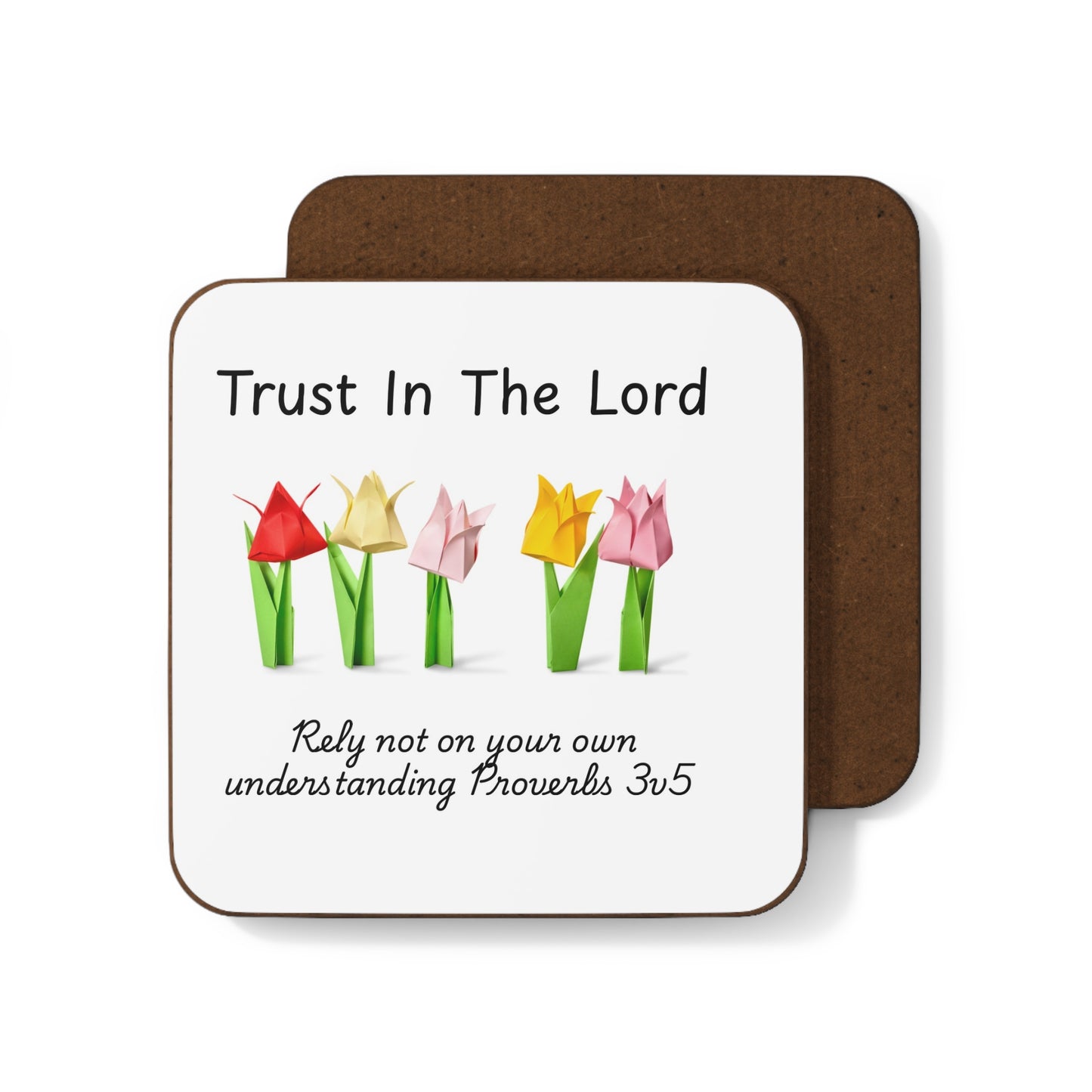 + 1 Inspirational Hardboard Coaster Set | Trust In The Lord Coasters for Home Decor, Gifts, Kitchen, Religious Motivational