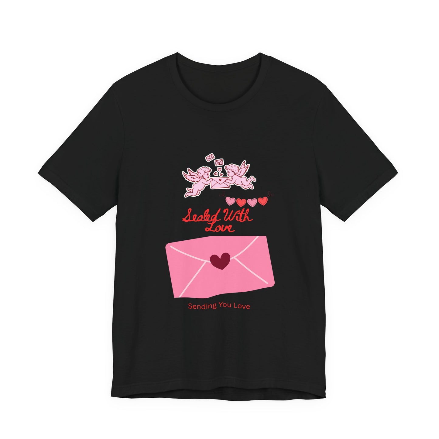 Valentine -Love Letter Tee — Pink Envelope 'Send You Love' Graphic T-Shirt
