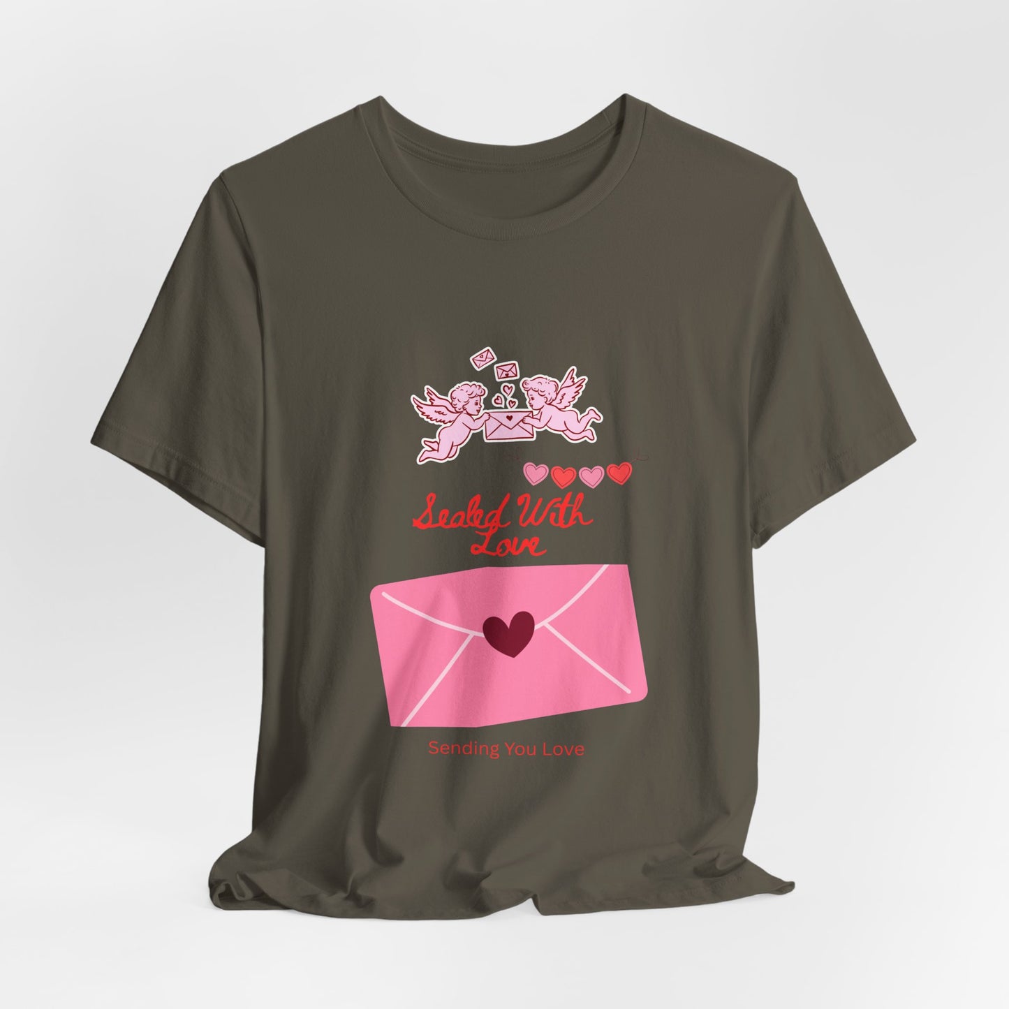 Valentine -Love Letter Tee — Pink Envelope 'Send You Love' Graphic T-Shirt