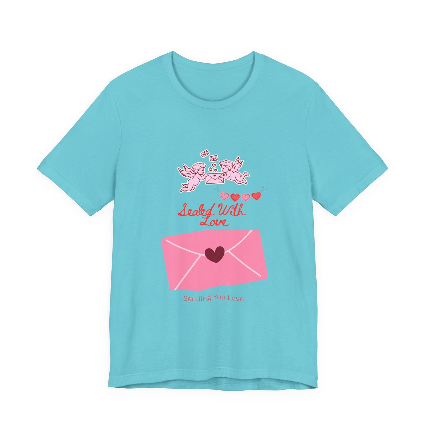 Valentine -Love Letter Tee — Pink Envelope 'Send You Love' Graphic T-Shirt