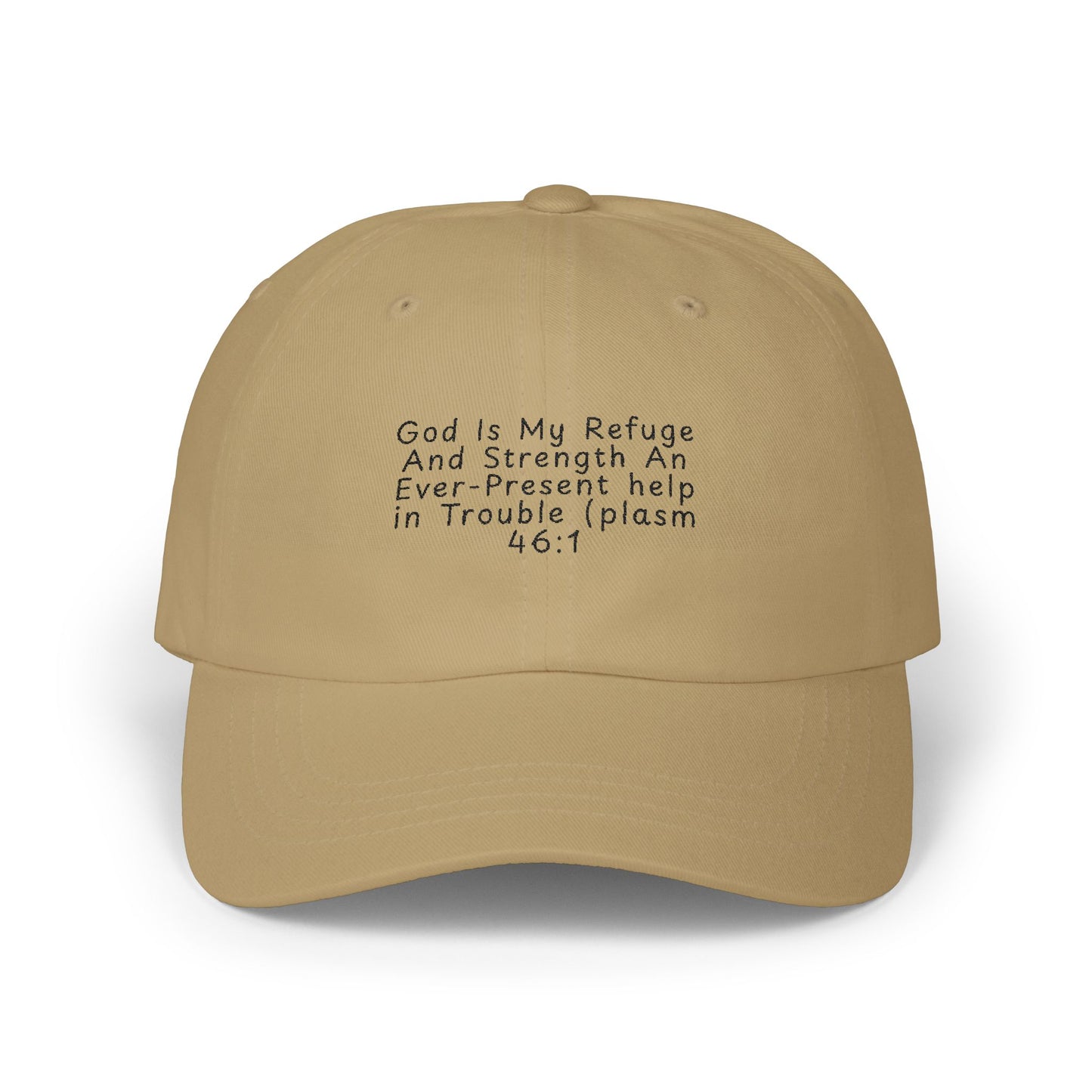 Embroidered Scripture Dad Cap — "God Is My Refuge" (Psalm 46:1)