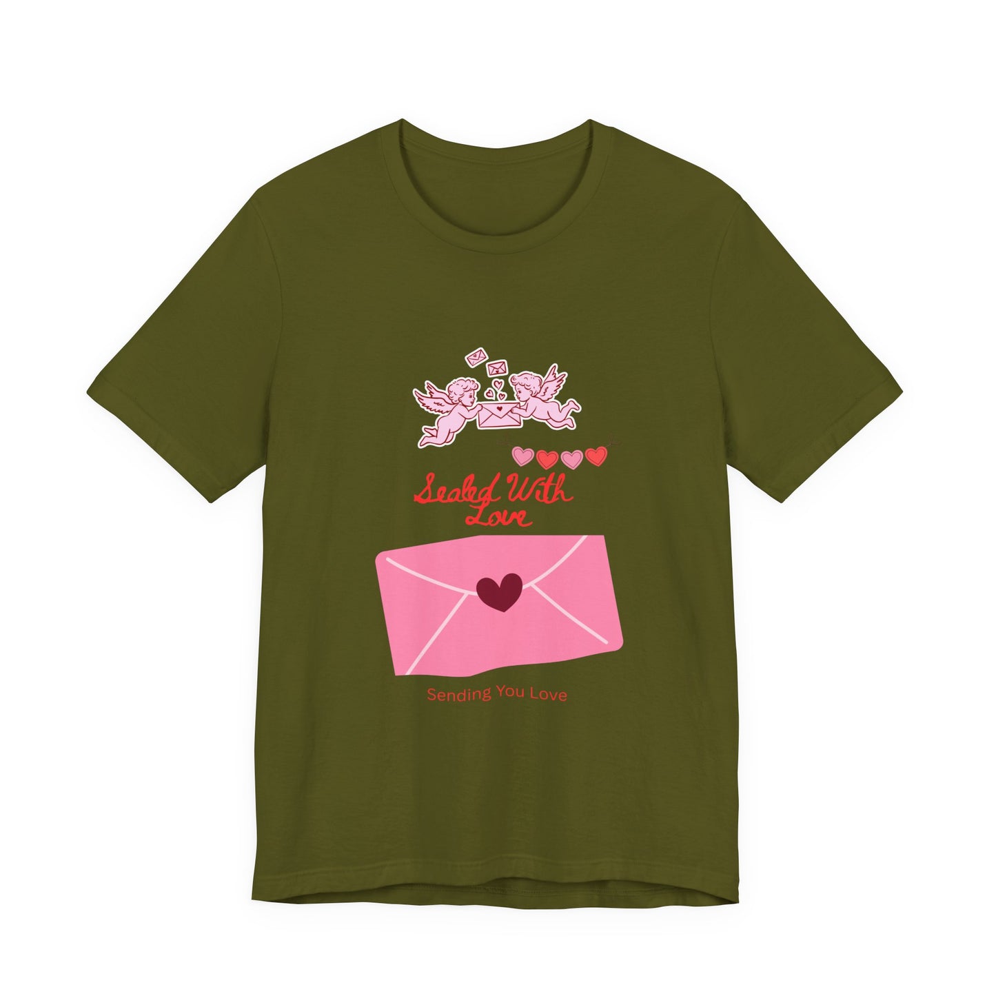 Valentine -Love Letter Tee — Pink Envelope 'Send You Love' Graphic T-Shirt