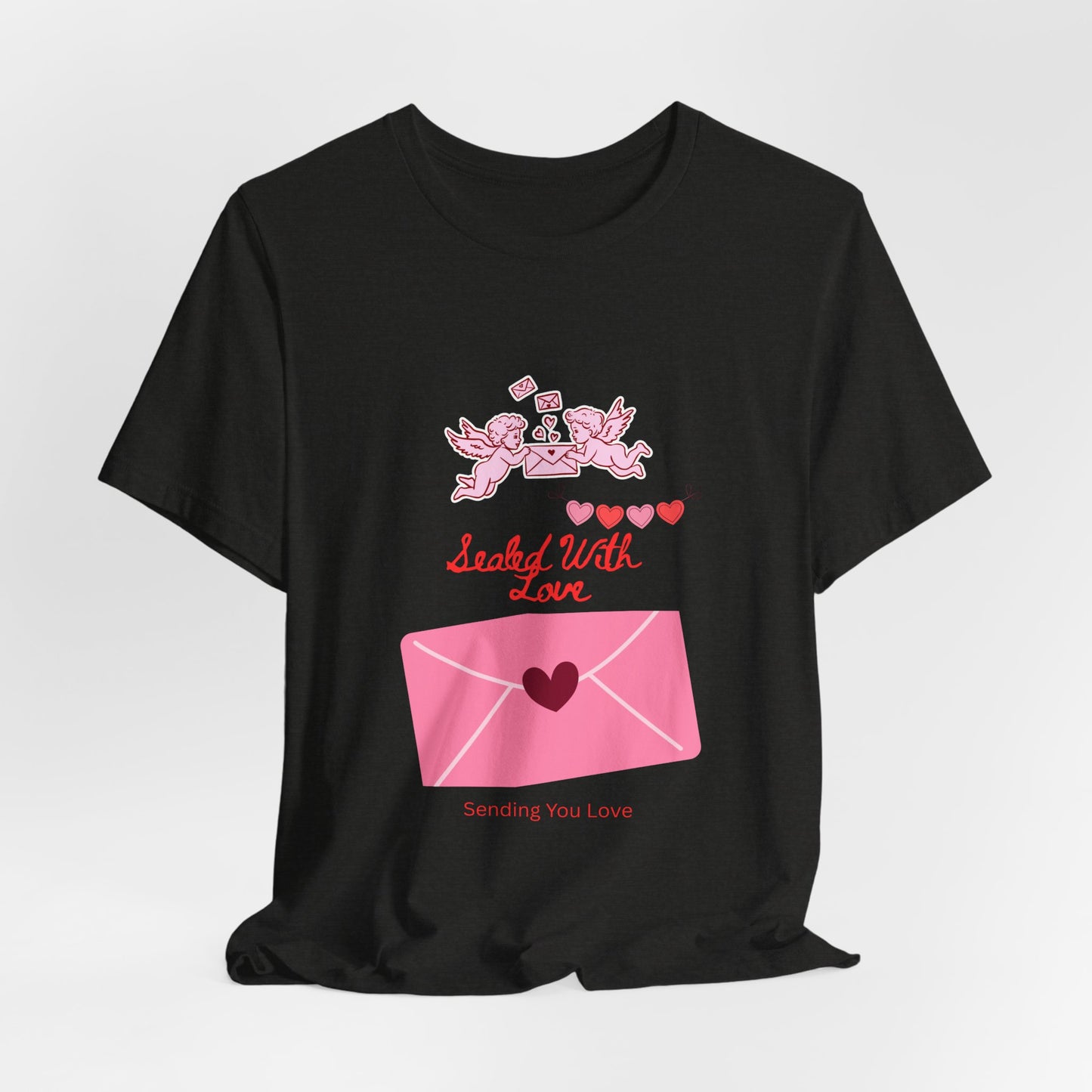 Valentine -Love Letter Tee — Pink Envelope 'Send You Love' Graphic T-Shirt