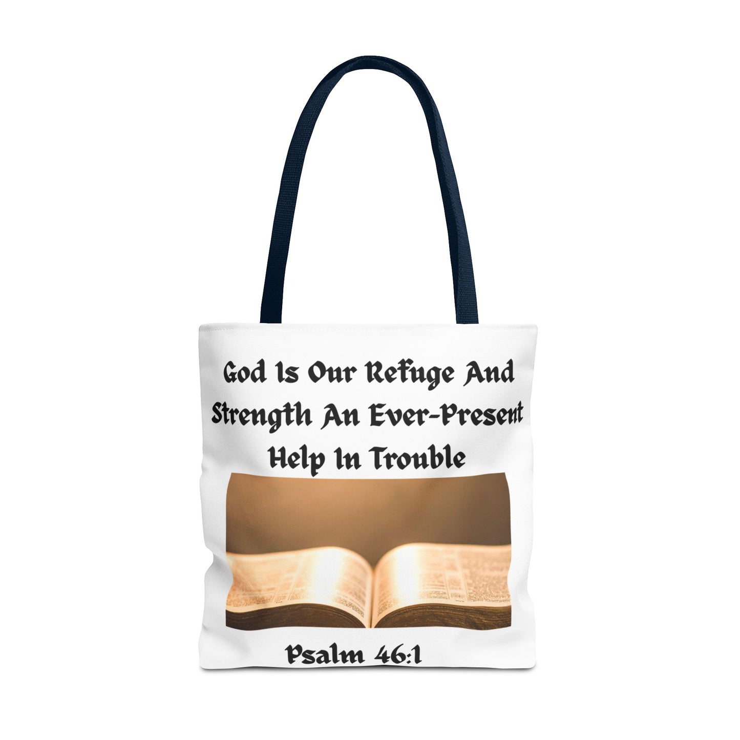 Bible Verse Tote Bag — Psalm 46:1 Inspirational Scripture Tote