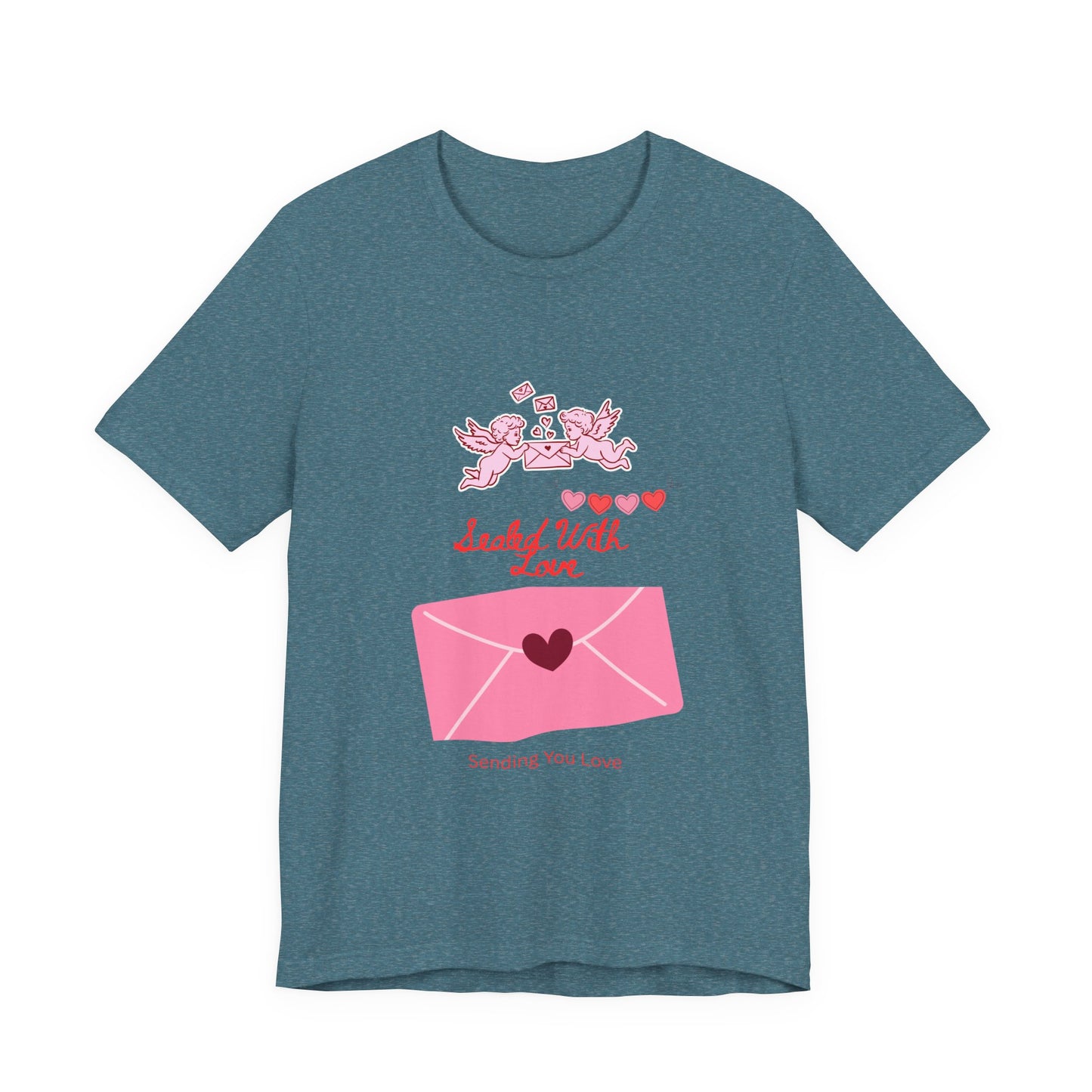 Valentine -Love Letter Tee — Pink Envelope 'Send You Love' Graphic T-Shirt