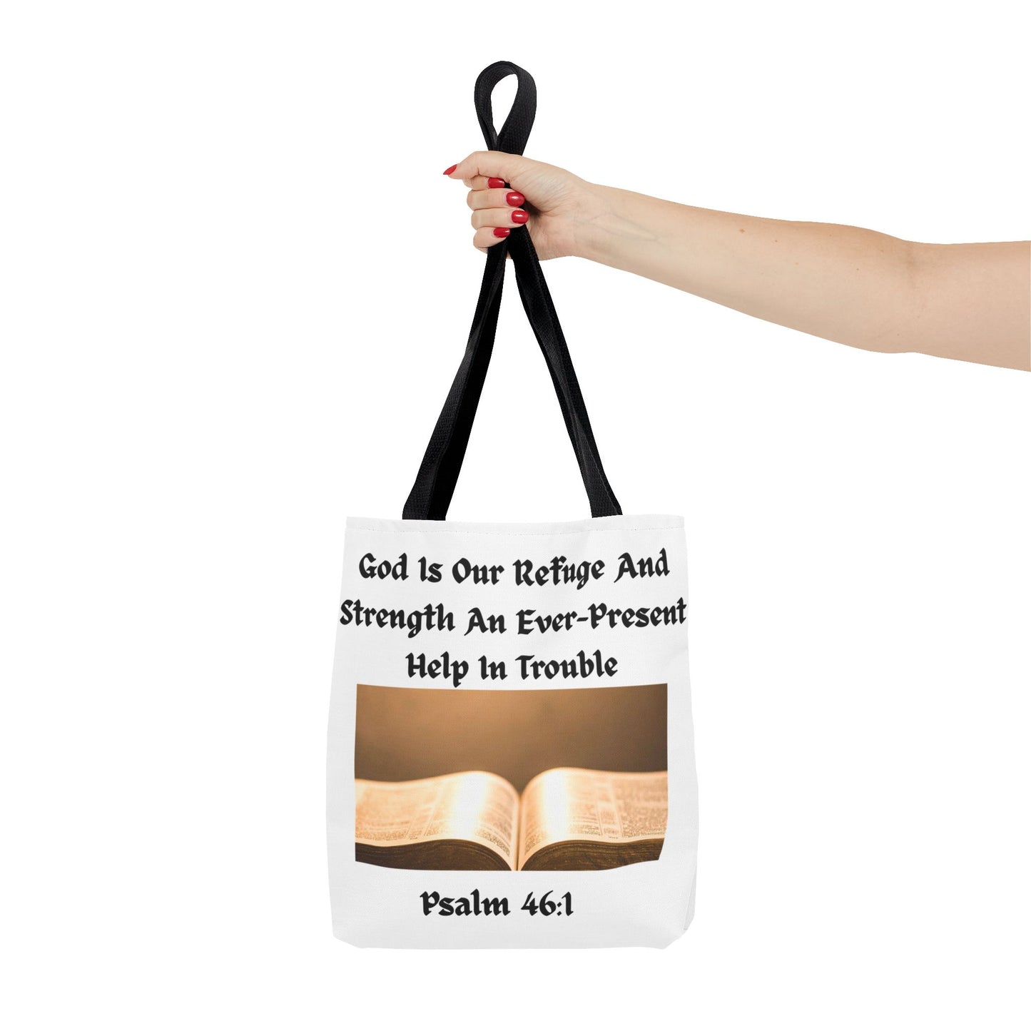 Bible Verse Tote Bag — Psalm 46:1 Inspirational Scripture Tote