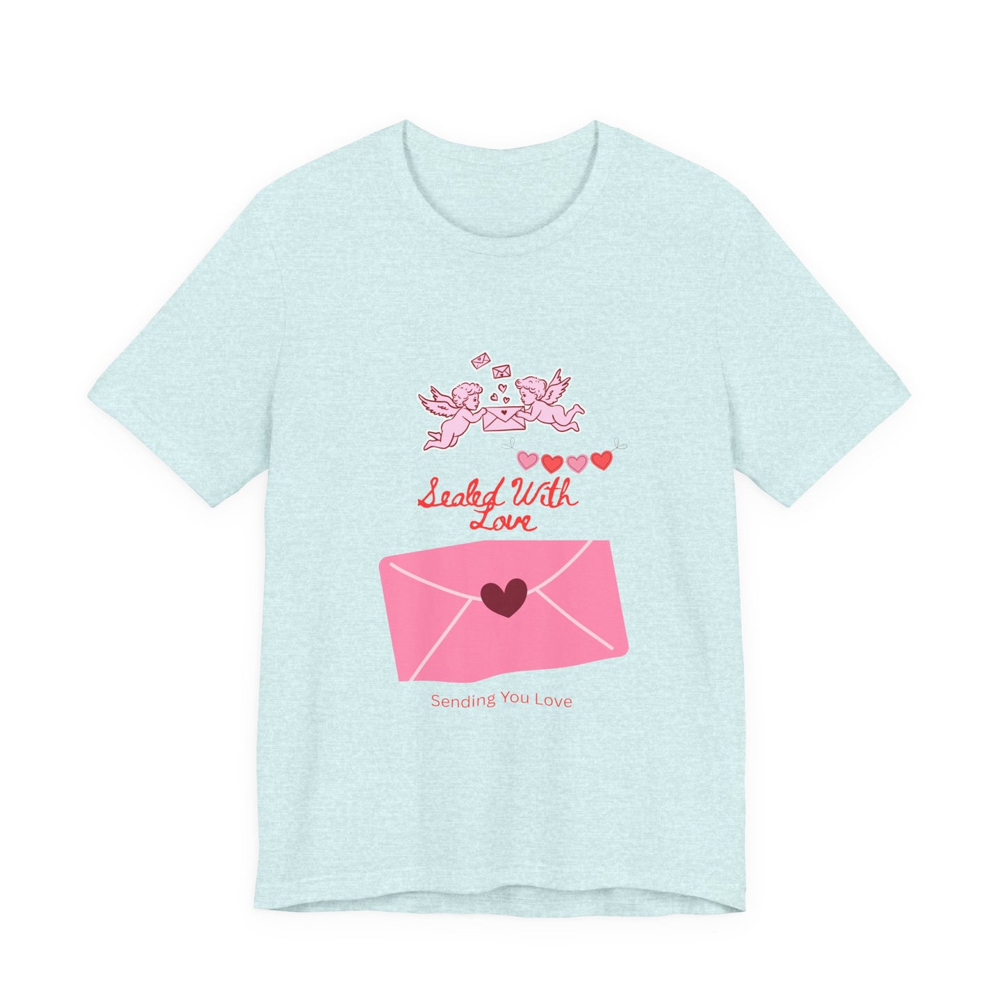 Valentine -Love Letter Tee — Pink Envelope 'Send You Love' Graphic T-Shirt