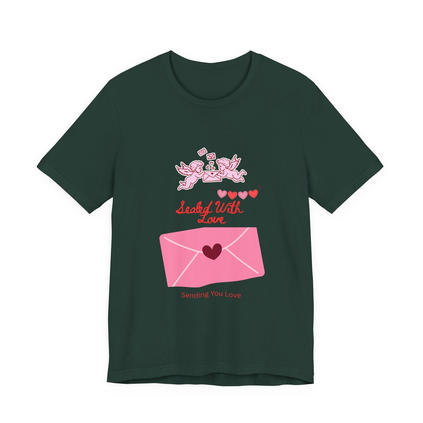 Valentine -Love Letter Tee — Pink Envelope 'Send You Love' Graphic T-Shirt
