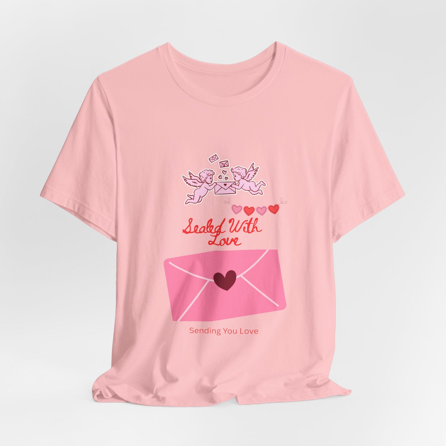 Valentine -Love Letter Tee — Pink Envelope 'Send You Love' Graphic T-Shirt