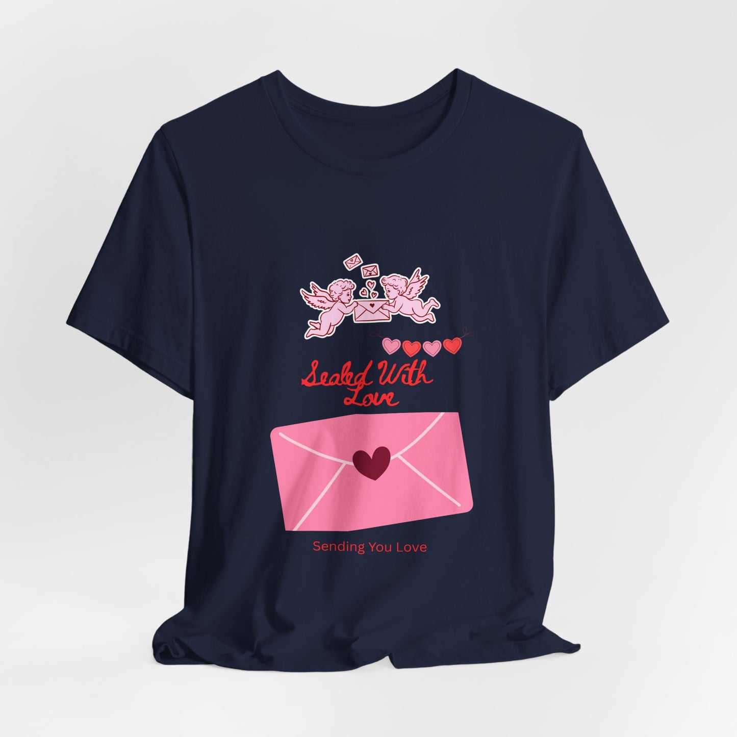 Valentine -Love Letter Tee — Pink Envelope 'Send You Love' Graphic T-Shirt