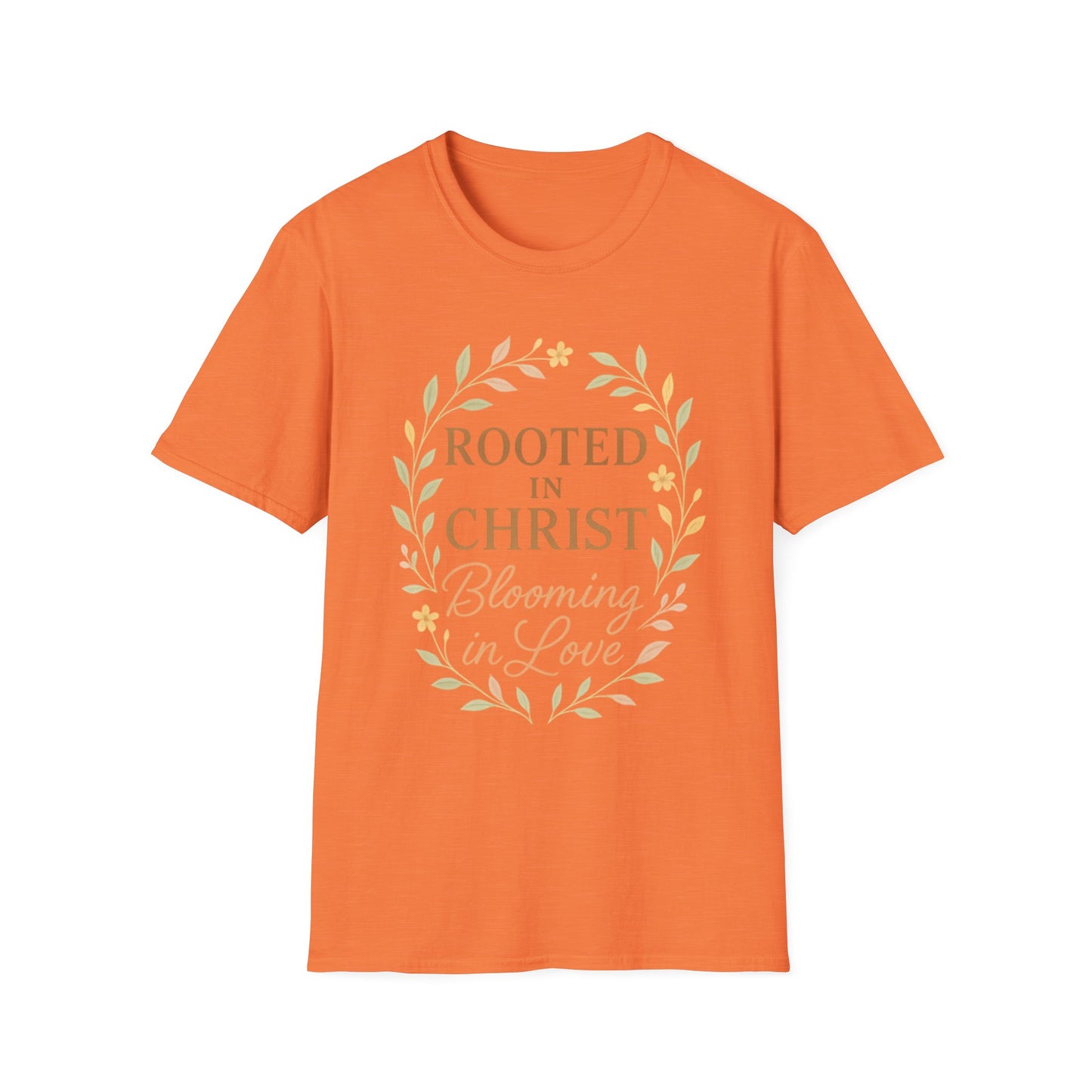 + 1 Rooted in Christ Unisex T-Shirt, Faith-Based Apparel, Inspirational Clothing, Christian Gift, Casual Everyday Wear, Blooming in Love