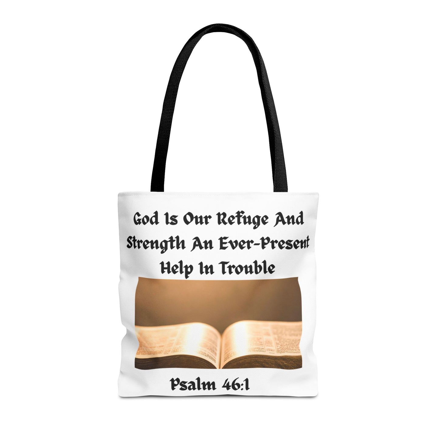 Bible Verse Tote Bag — Psalm 46:1 Inspirational Scripture Tote
