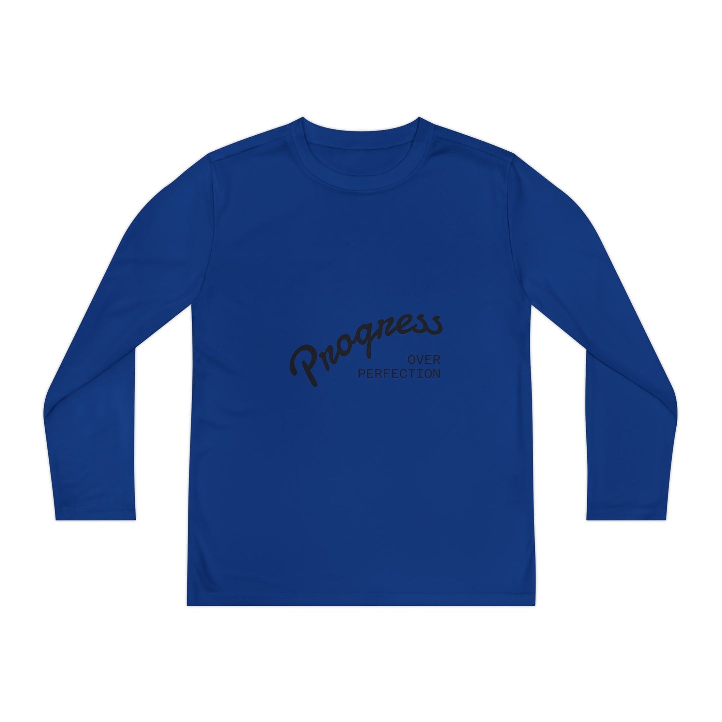 Youth Long Sleeve Tee — "Progress Over Perfection" Motivational Shirt