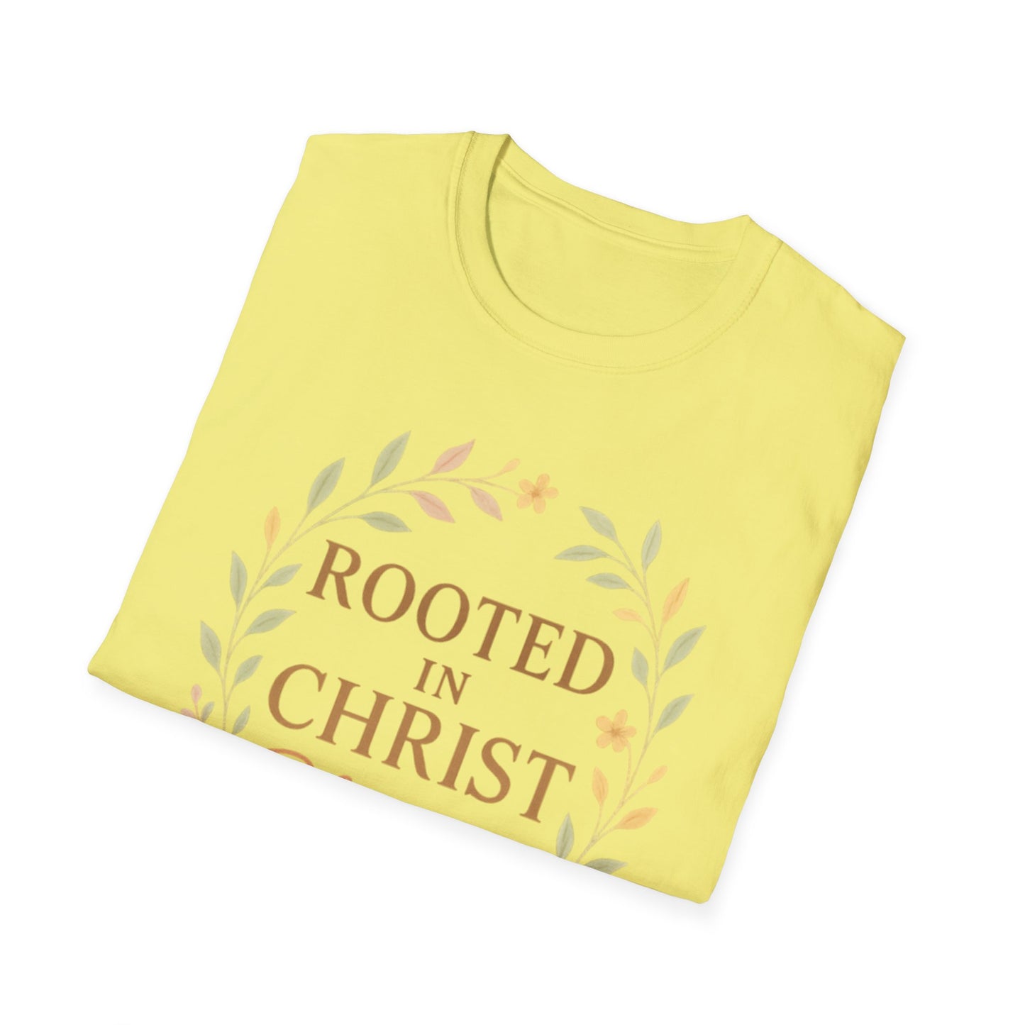 + 1 Rooted in Christ Unisex T-Shirt, Faith-Based Apparel, Inspirational Clothing, Christian Gift, Casual Everyday Wear, Blooming in Love