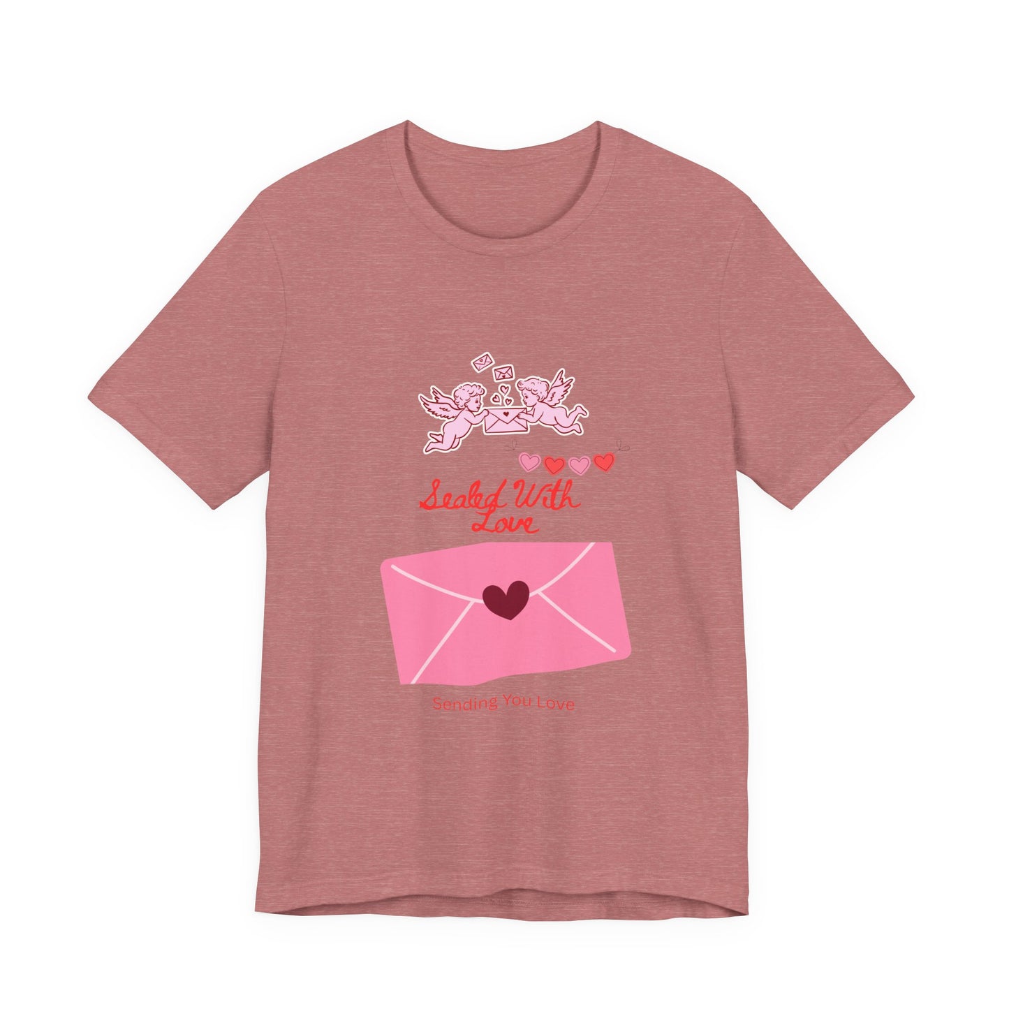 Valentine -Love Letter Tee — Pink Envelope 'Send You Love' Graphic T-Shirt