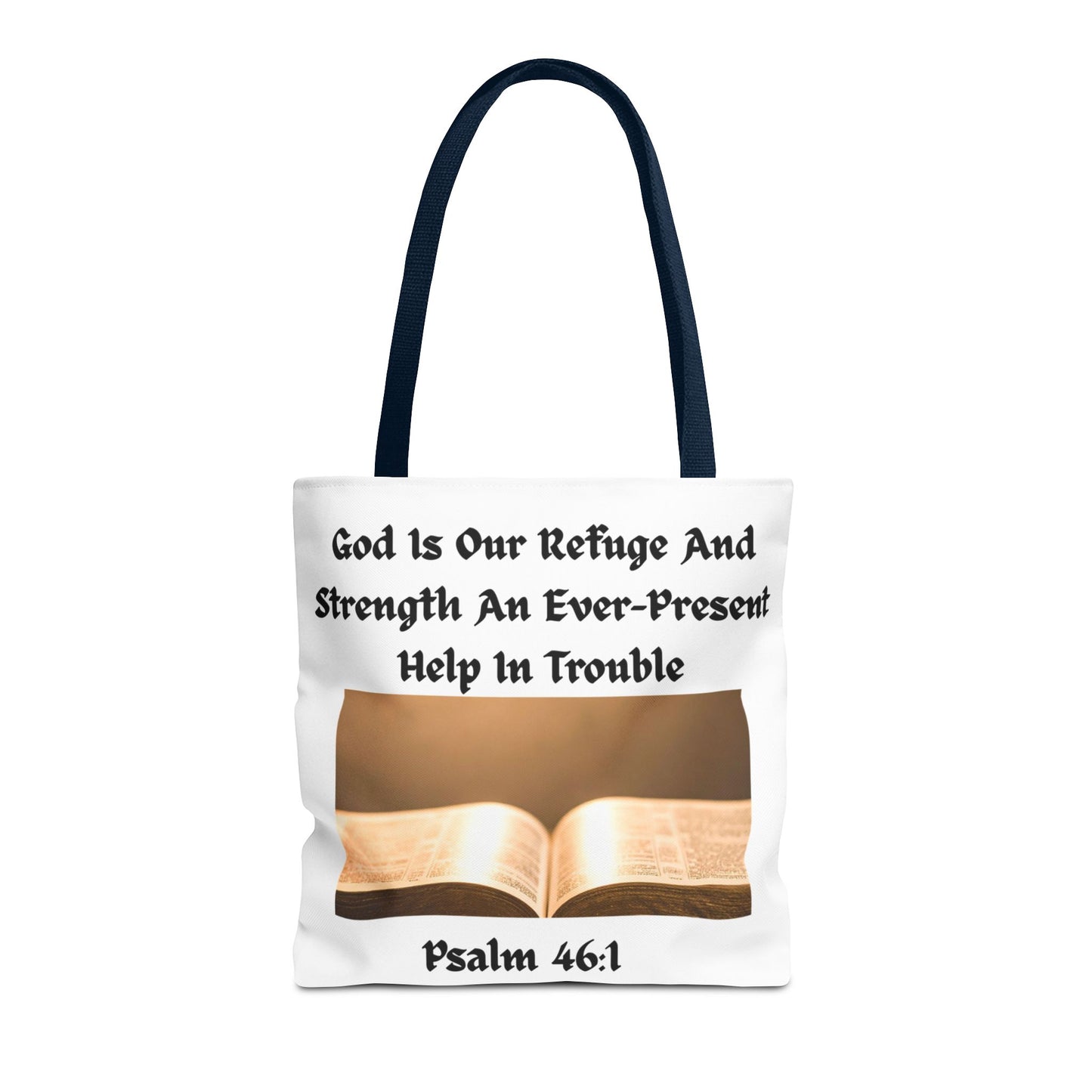 Bible Verse Tote Bag — Psalm 46:1 Inspirational Scripture Tote
