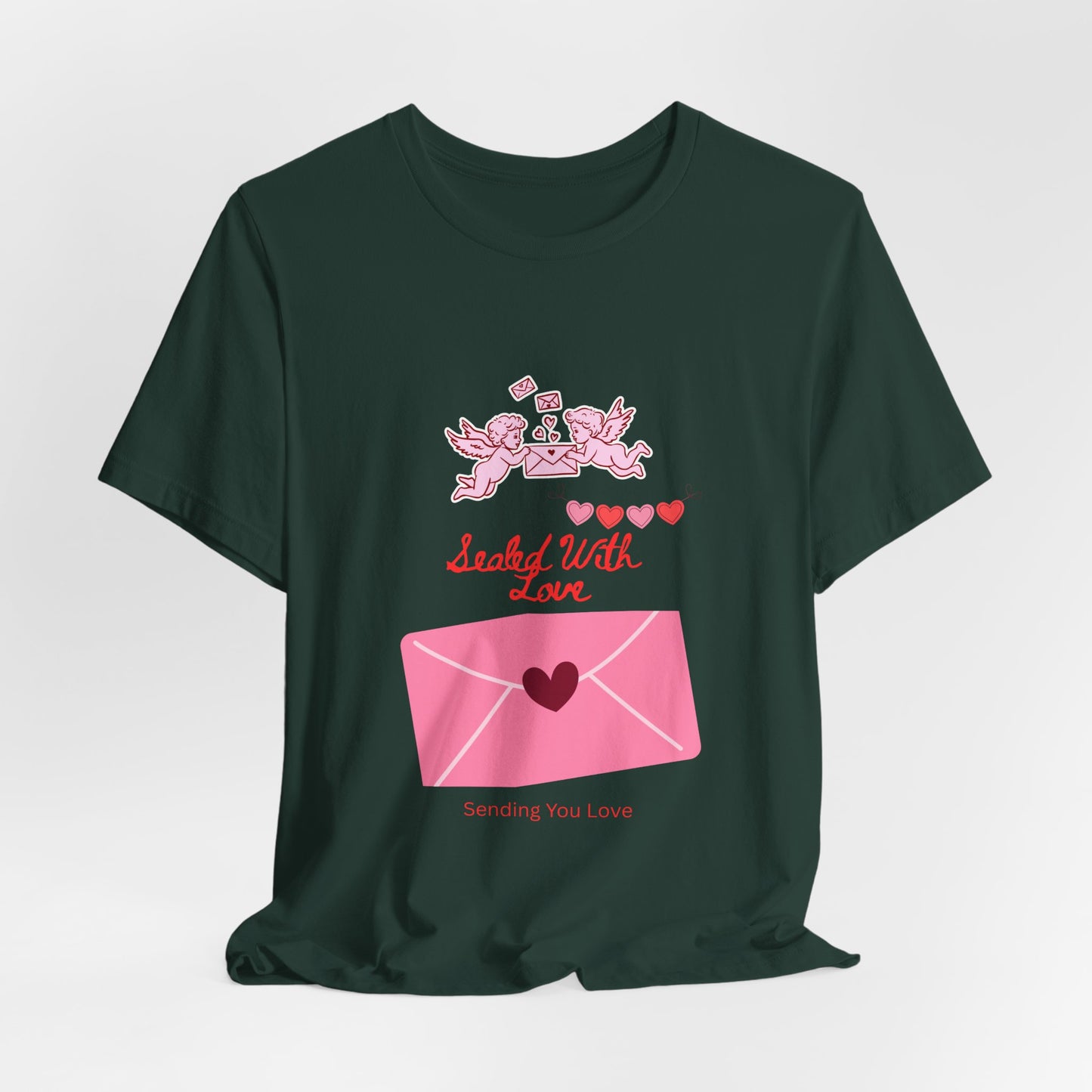 Valentine -Love Letter Tee — Pink Envelope 'Send You Love' Graphic T-Shirt