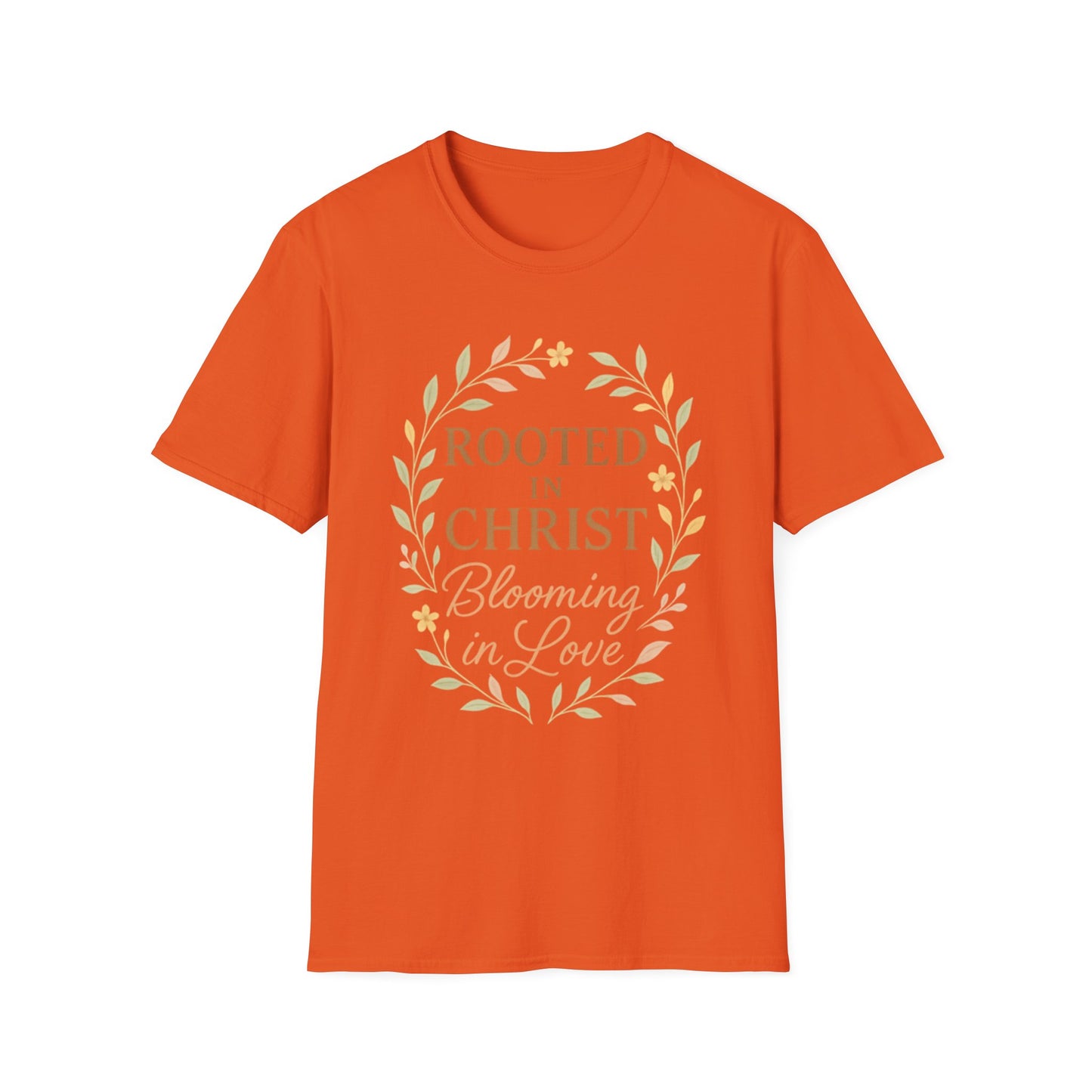 + 1 Rooted in Christ Unisex T-Shirt, Faith-Based Apparel, Inspirational Clothing, Christian Gift, Casual Everyday Wear, Blooming in Love