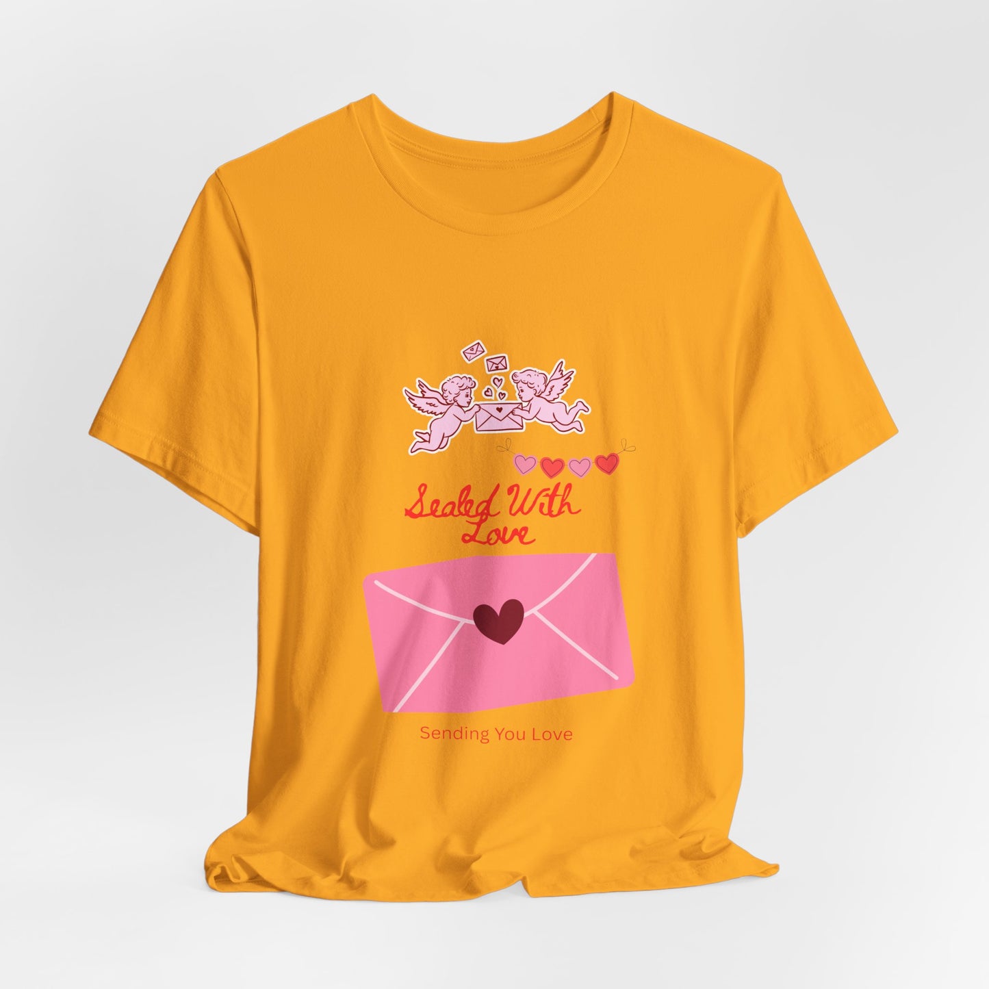 Valentine -Love Letter Tee — Pink Envelope 'Send You Love' Graphic T-Shirt