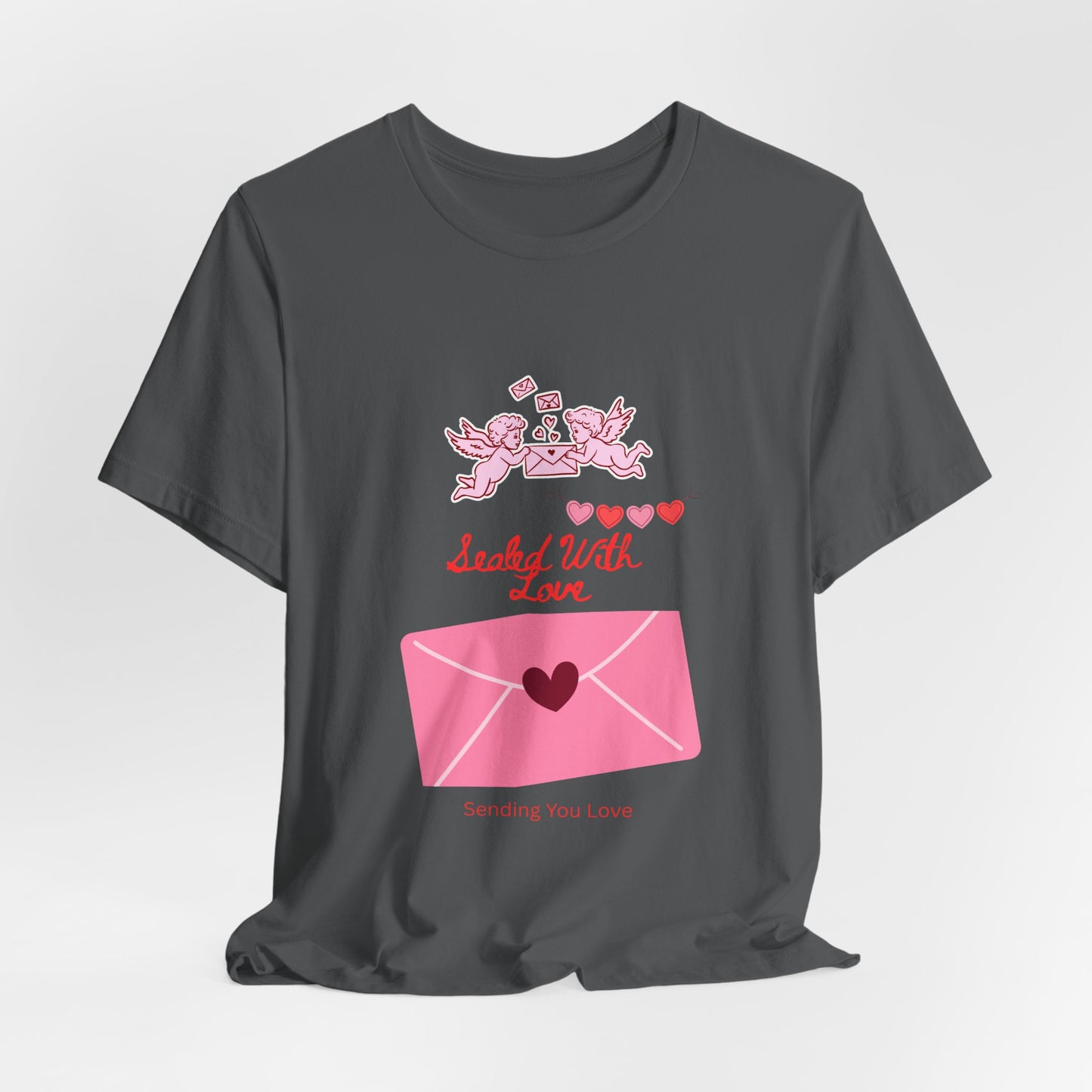 Valentine -Love Letter Tee — Pink Envelope 'Send You Love' Graphic T-Shirt