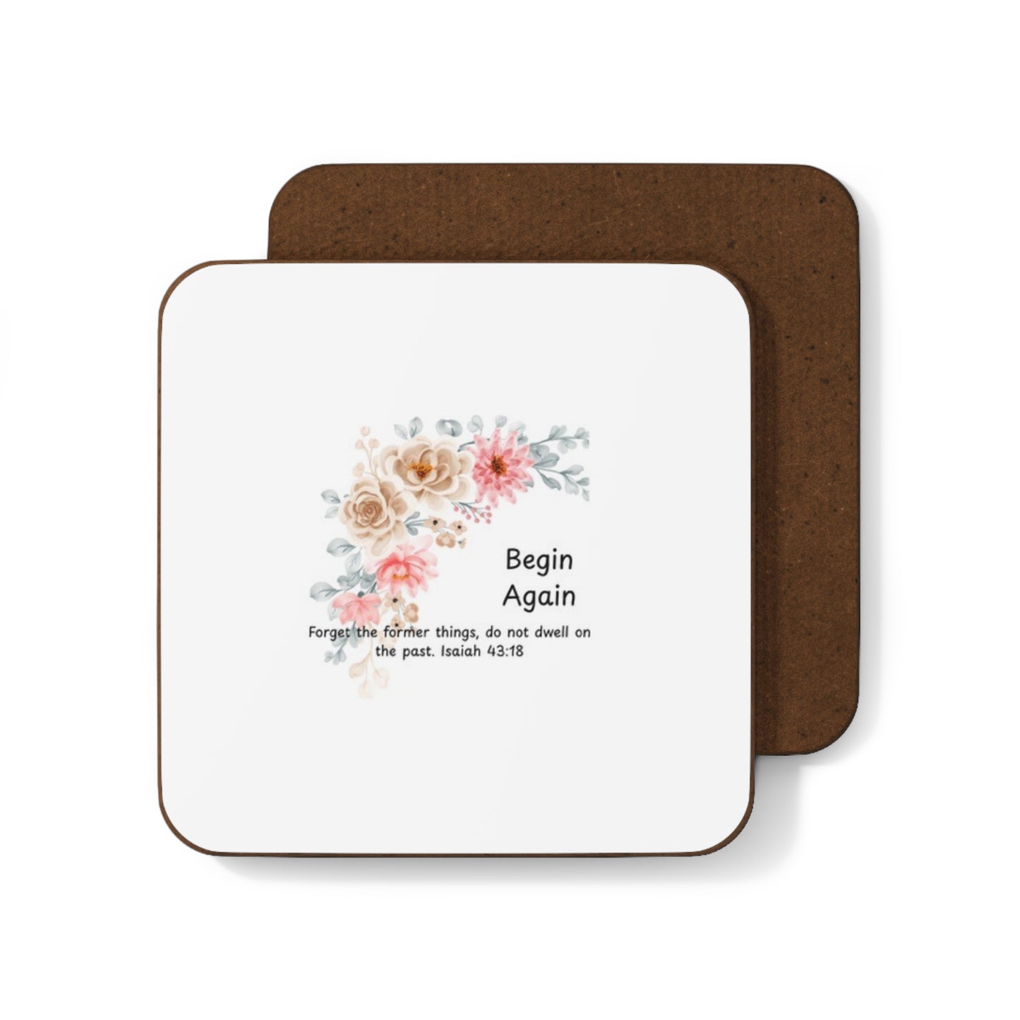 + 1- Floral Inspirational Coaster Set, Motivational Drink Coasters, Gift for Home, Office Decor, Encouraging Quote Coaster