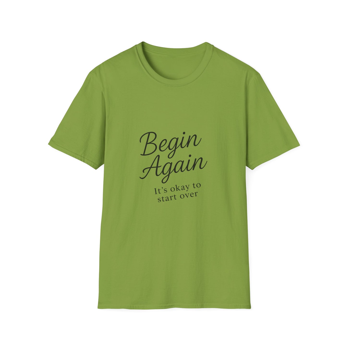 + 2 Motivational Unisex T-Shirt - Begin Again, Inspirational Apparel, Gift for New Beginnings, Casual Daily Wear, Uplifting Quote