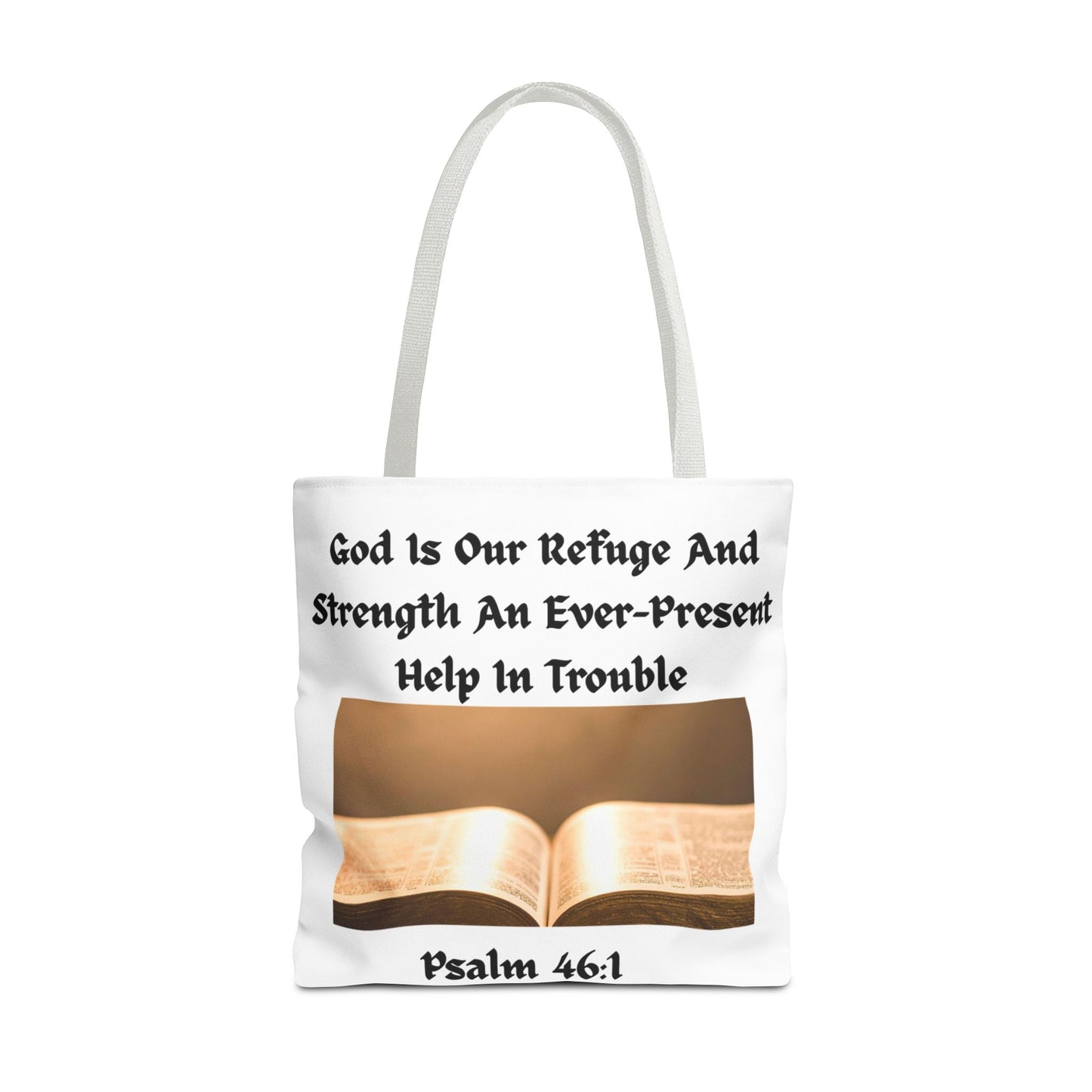 Bible Verse Tote Bag — Psalm 46:1 Inspirational Scripture Tote