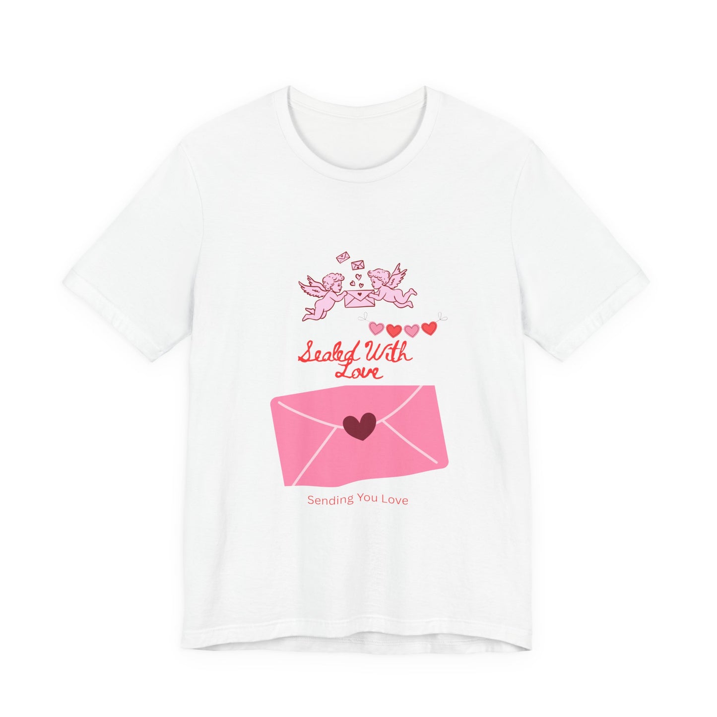 Valentine -Love Letter Tee — Pink Envelope 'Send You Love' Graphic T-Shirt