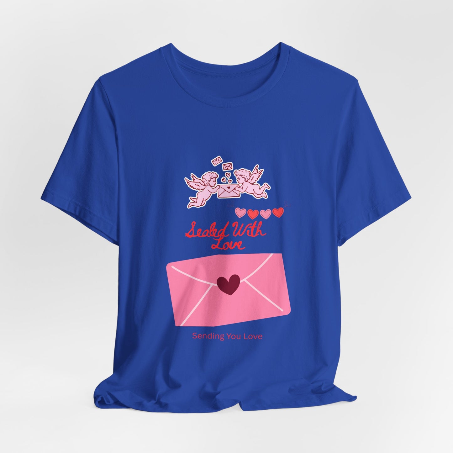 Valentine -Love Letter Tee — Pink Envelope 'Send You Love' Graphic T-Shirt