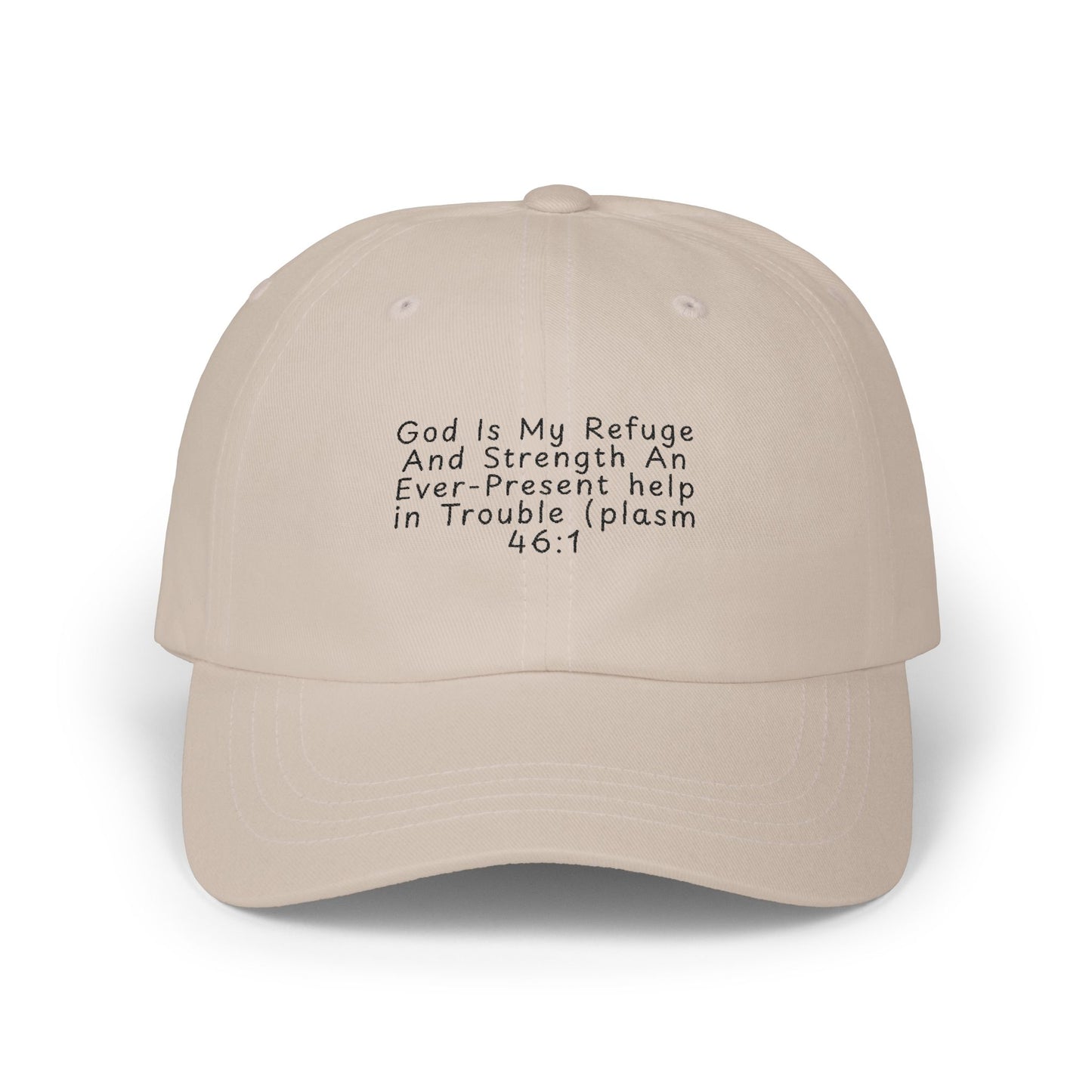 Embroidered Scripture Dad Cap — "God Is My Refuge" (Psalm 46:1)