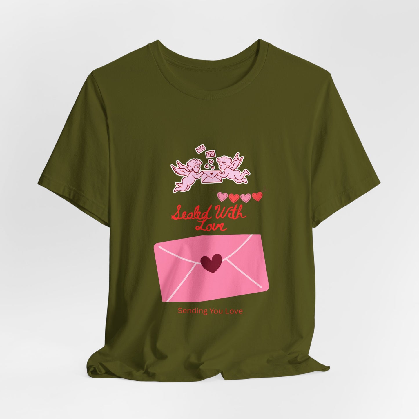 Valentine -Love Letter Tee — Pink Envelope 'Send You Love' Graphic T-Shirt