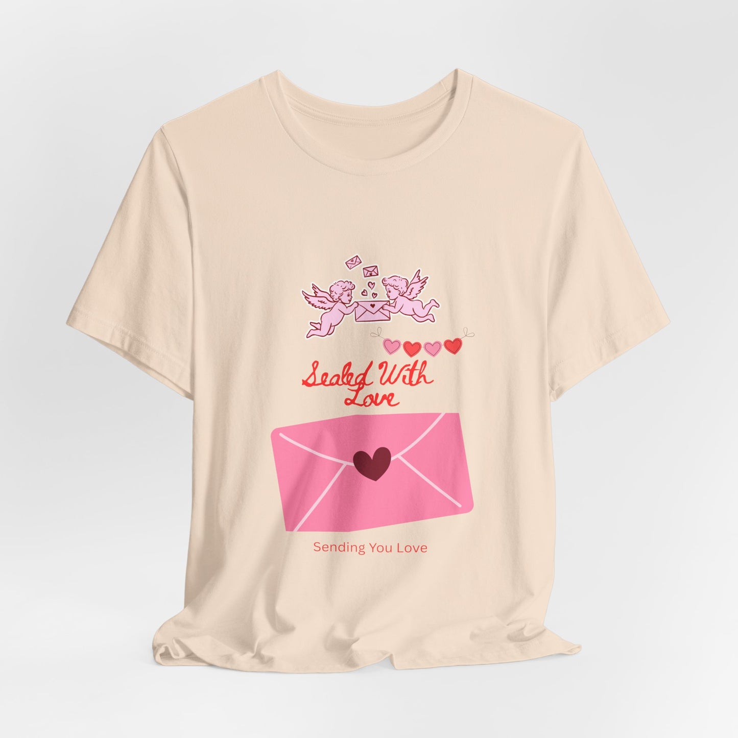 Valentine -Love Letter Tee — Pink Envelope 'Send You Love' Graphic T-Shirt