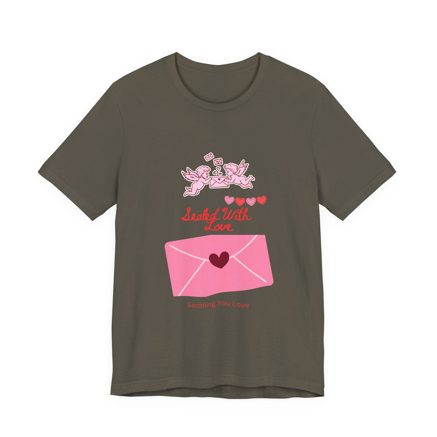 Valentine -Love Letter Tee — Pink Envelope 'Send You Love' Graphic T-Shirt