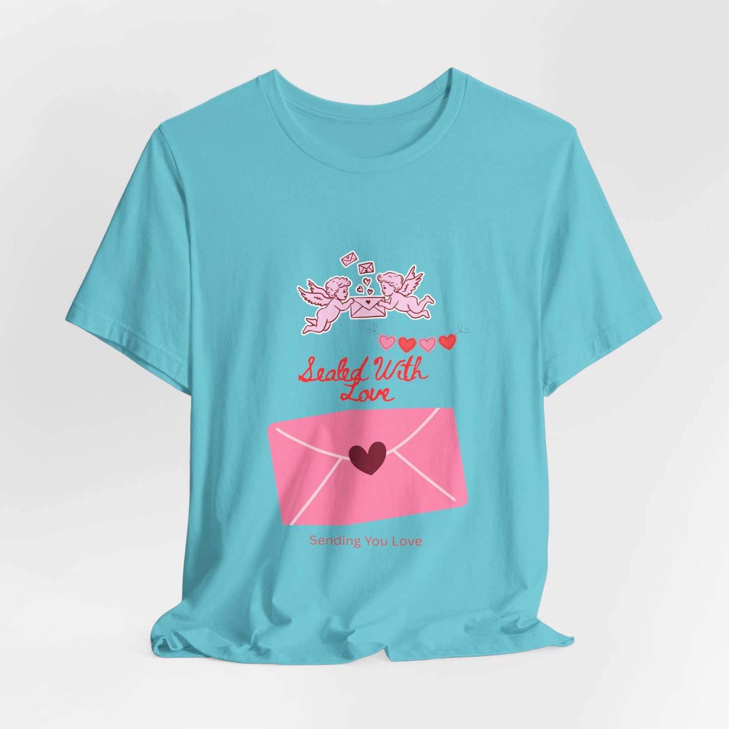 Valentine -Love Letter Tee — Pink Envelope 'Send You Love' Graphic T-Shirt