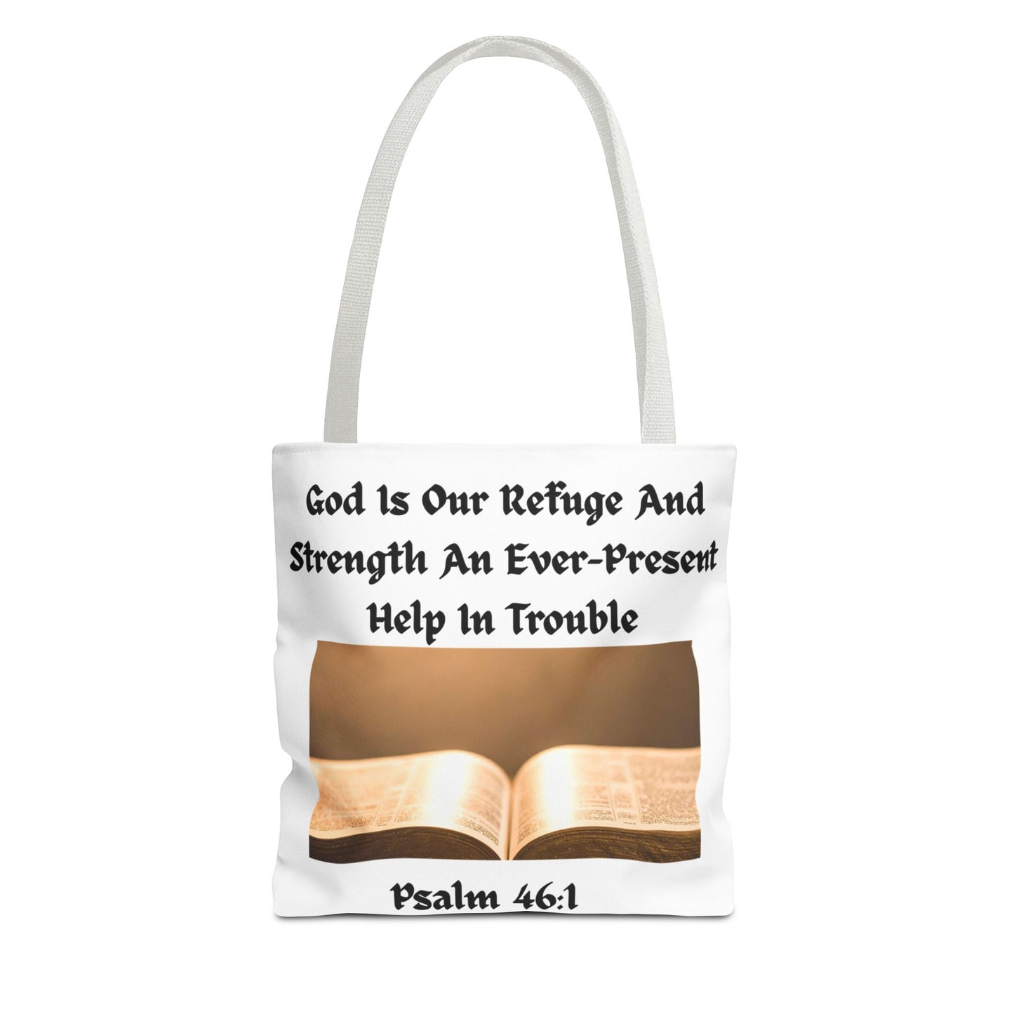 Bible Verse Tote Bag — Psalm 46:1 Inspirational Scripture Tote