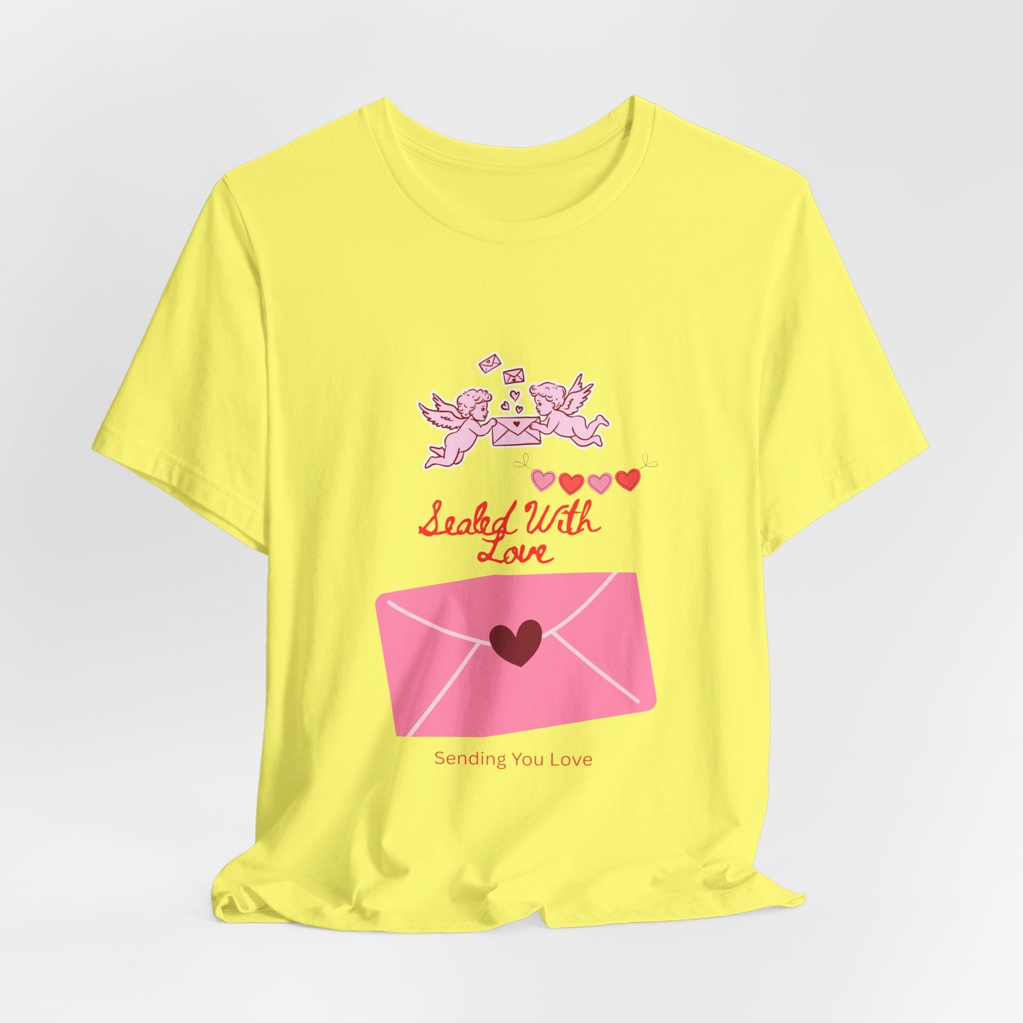 Valentine -Love Letter Tee — Pink Envelope 'Send You Love' Graphic T-Shirt