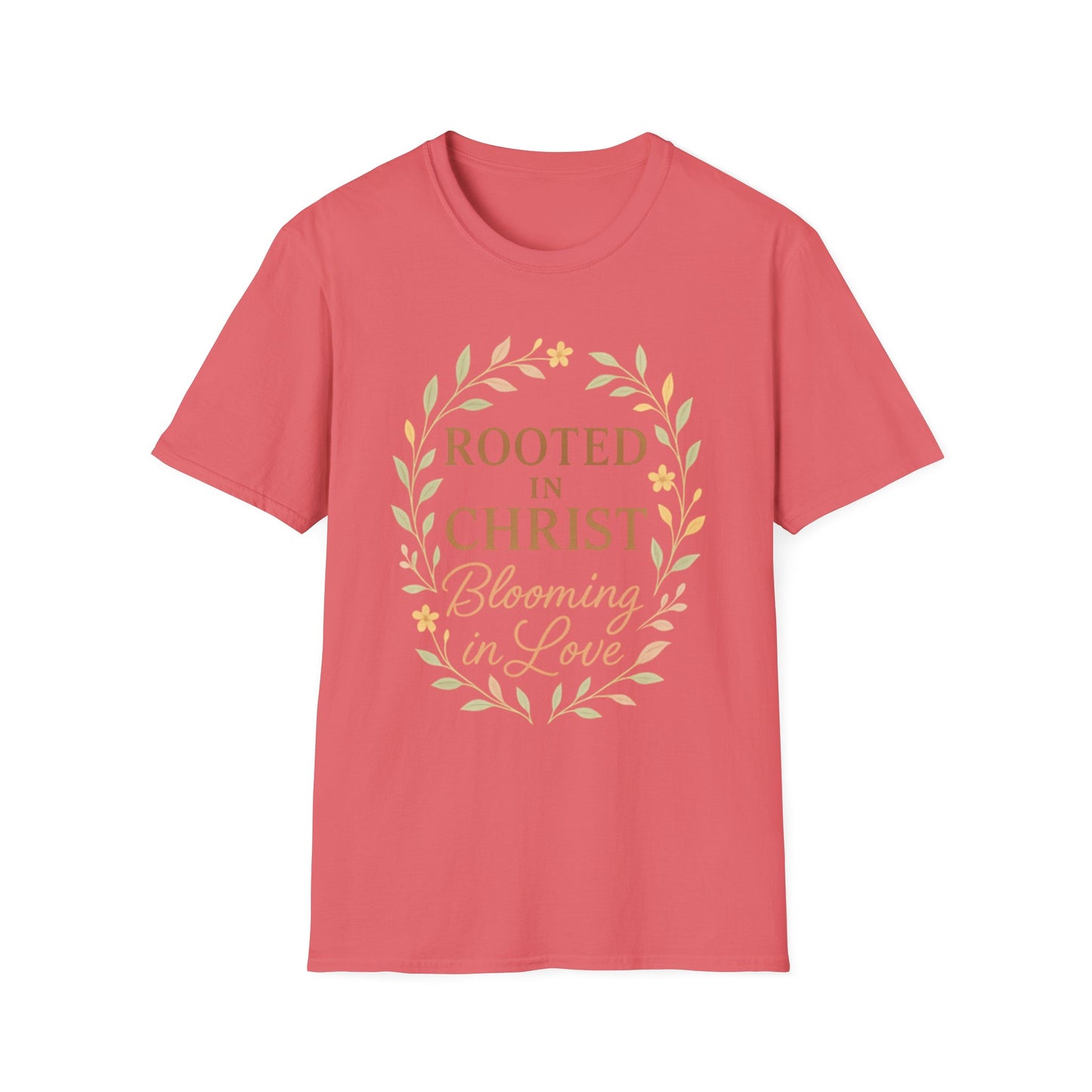+ 1 Rooted in Christ Unisex T-Shirt, Faith-Based Apparel, Inspirational Clothing, Christian Gift, Casual Everyday Wear, Blooming in Love