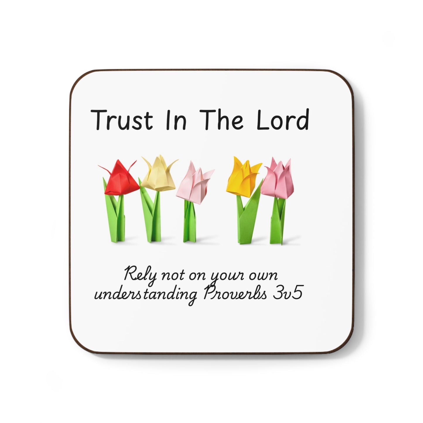 + 1 Inspirational Hardboard Coaster Set | Trust In The Lord Coasters for Home Decor, Gifts, Kitchen, Religious Motivational