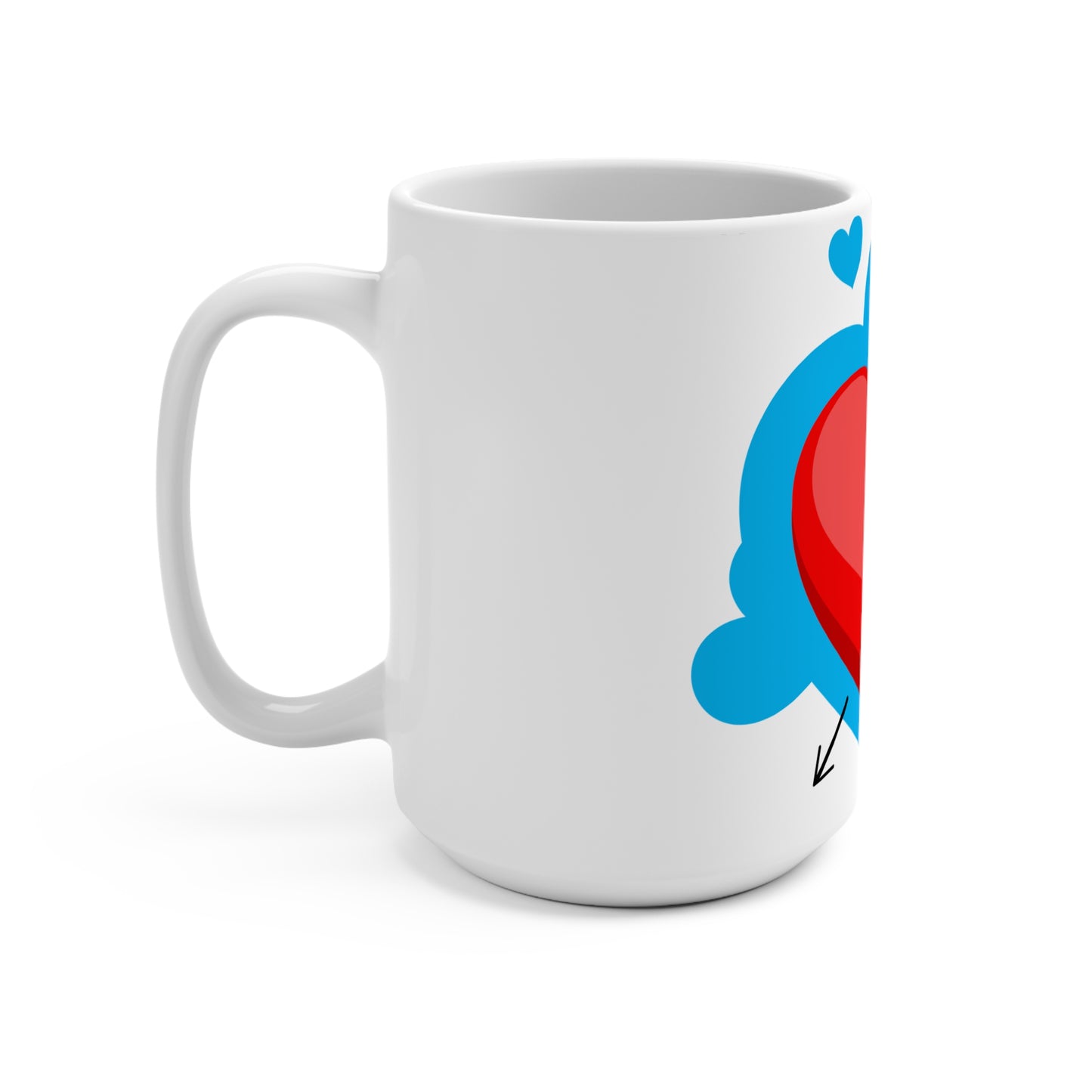 15oz Coffee Mug — Red Heart with Arrow Valentine Love Design